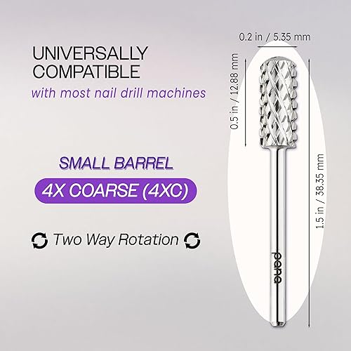 Miniatura 2 de PANA - Broca de carburo de 332 pulgadas para uñas, cabeza pequeña con punta lisa, color plateado (grano grueso 4X)