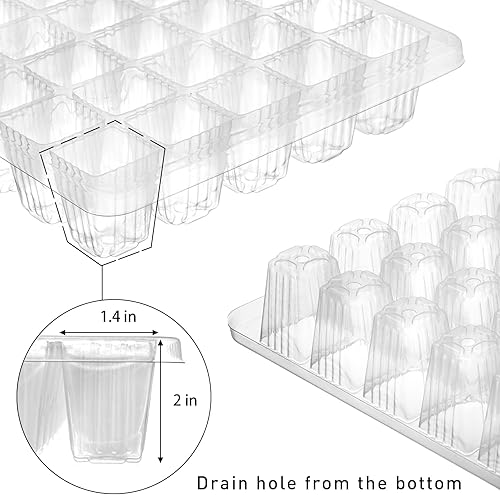 Miniatura 4 de Youeon Paquete de 6 bandejas de inicio de semillas con cúpula de humedad ajustable, kit de inicio de semillas de 240 celdas en total, juego de