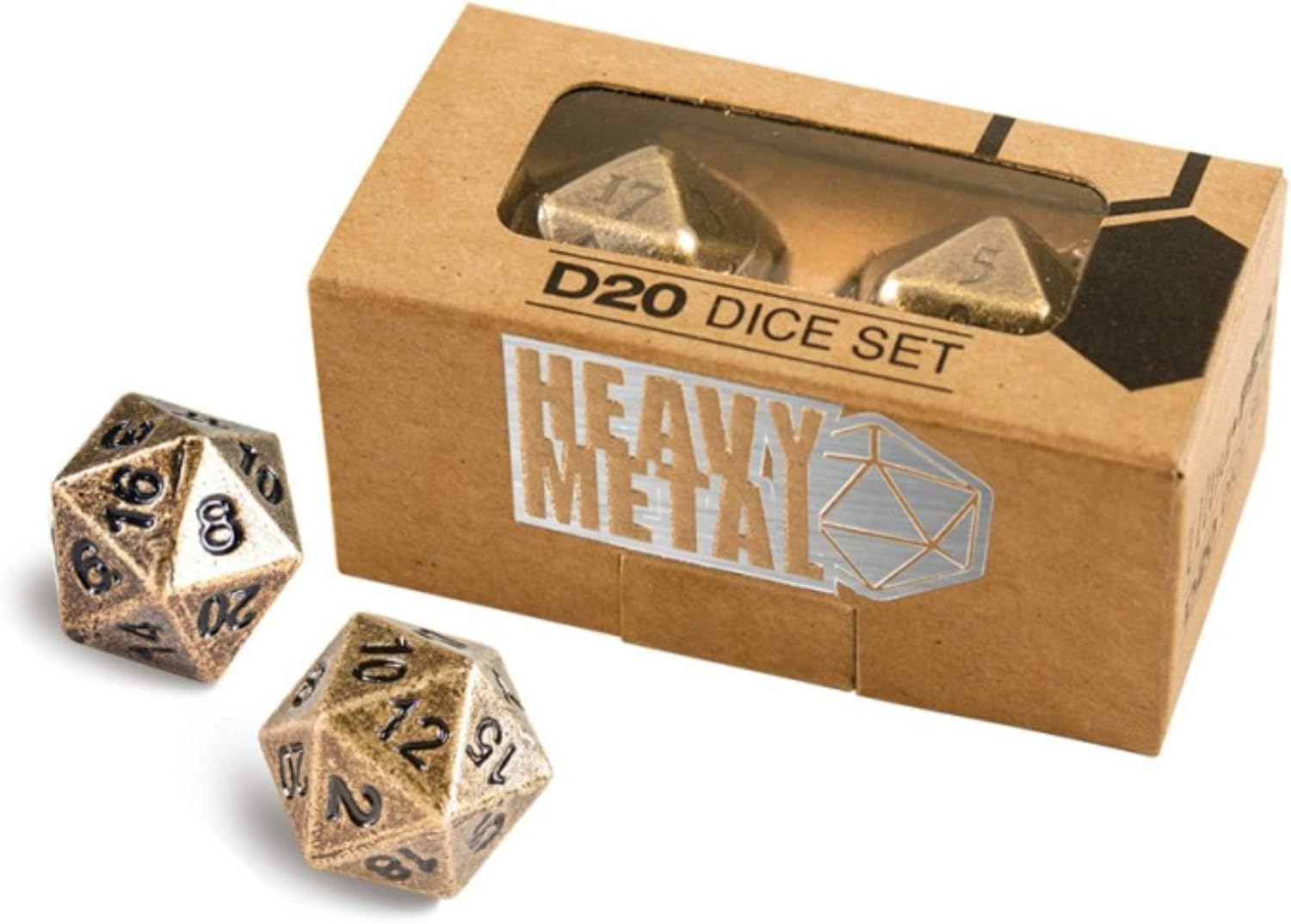 Ultra Pro Heavy Metal D20 2-Dice Set - Antique Bronze