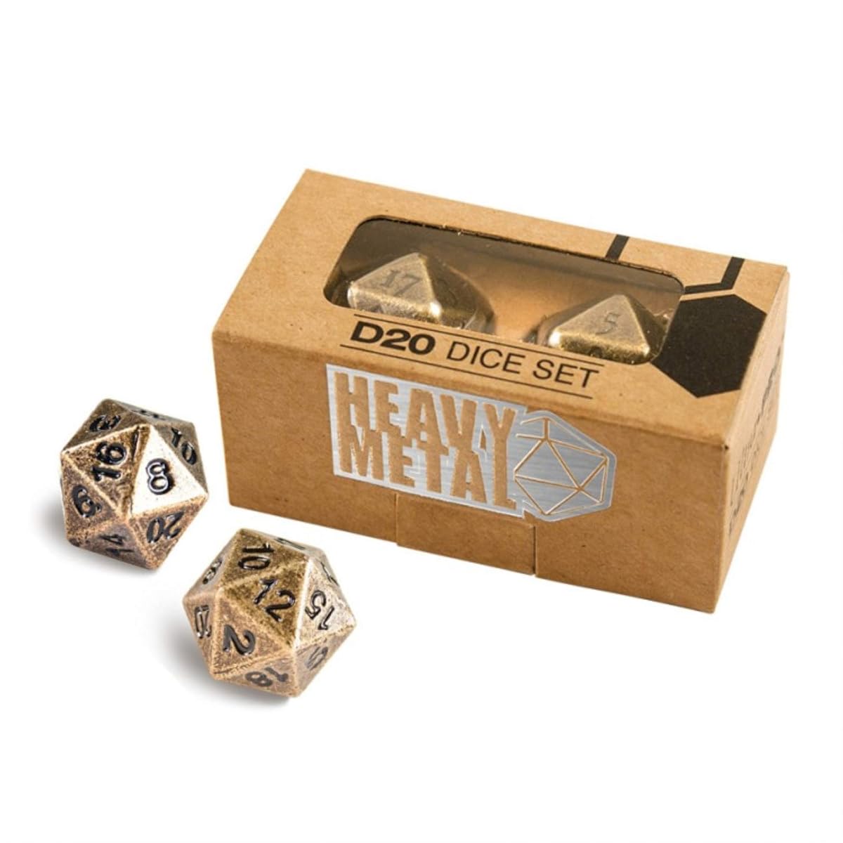 Ultra Pro Heavy Metal D20 2-Dice Set - Antique Bronze