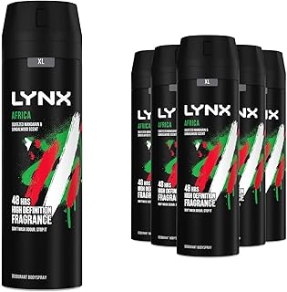 Africa Aerosol Body Spray Deodorant for Men 6 Pack, 48-Hour Odour Protection Warm Scent of Mandarin and Sandalwood, Men's Deodorant Spray with Zinc Technology, 200ml Each
