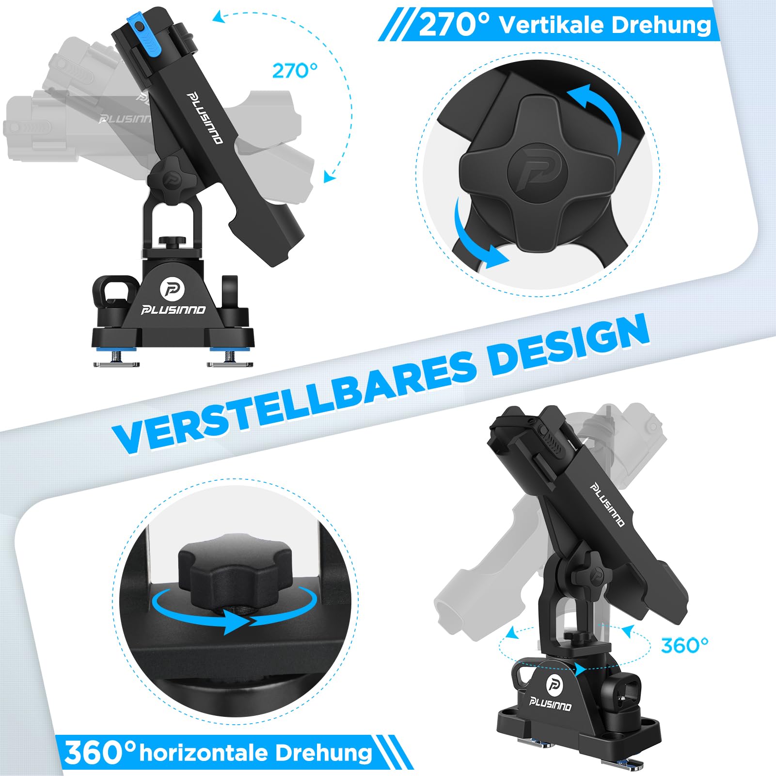 PLUSINNO Soporte para cañas de pescar 2 en 1 para barcos, kayak, soporte para cañas de pescar para montaje en riel, montaje en cubierta, accesorios de pesca y regalos (2 unidades)