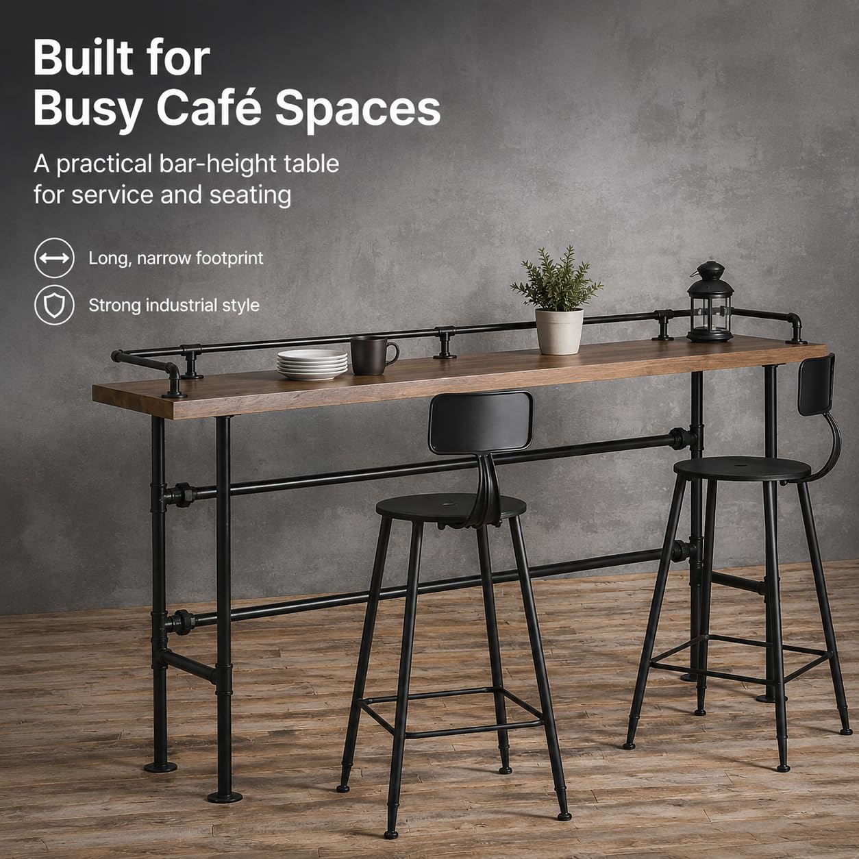 Industrial Counter Pannello Segnaletica Cartoncino Ferro Legno Durevole per Applicazioni Professionali Arredamento Laboratorio Esposizione Bancone Negozio, 120 * 40 * 105cm Spessore Tavola 5cm