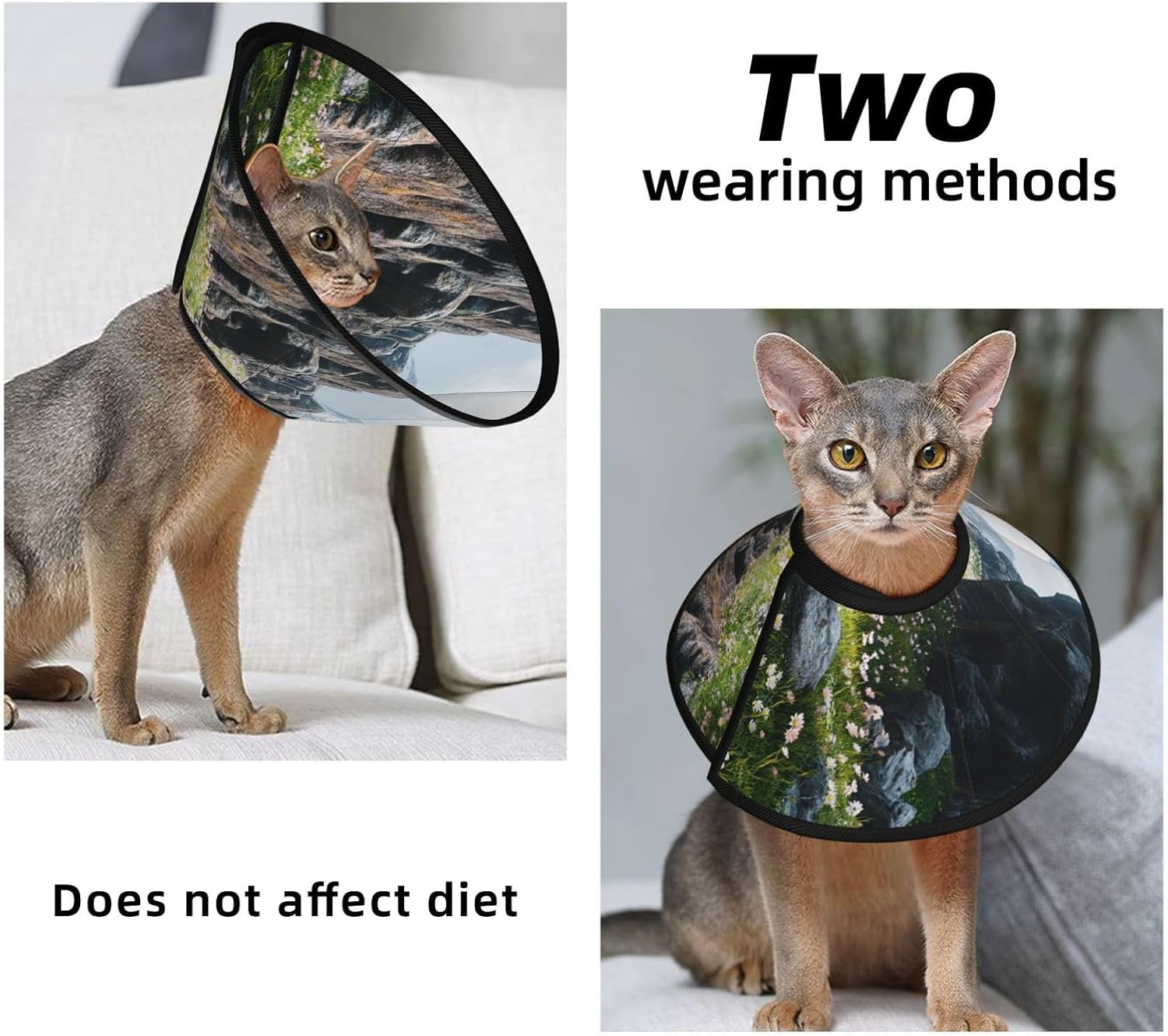 Custom Pet Cones - Unique Design Cat & Dog Cone, Collar for Post-Surgery Recovery, Adjustable Neck Mountain Valley Large
