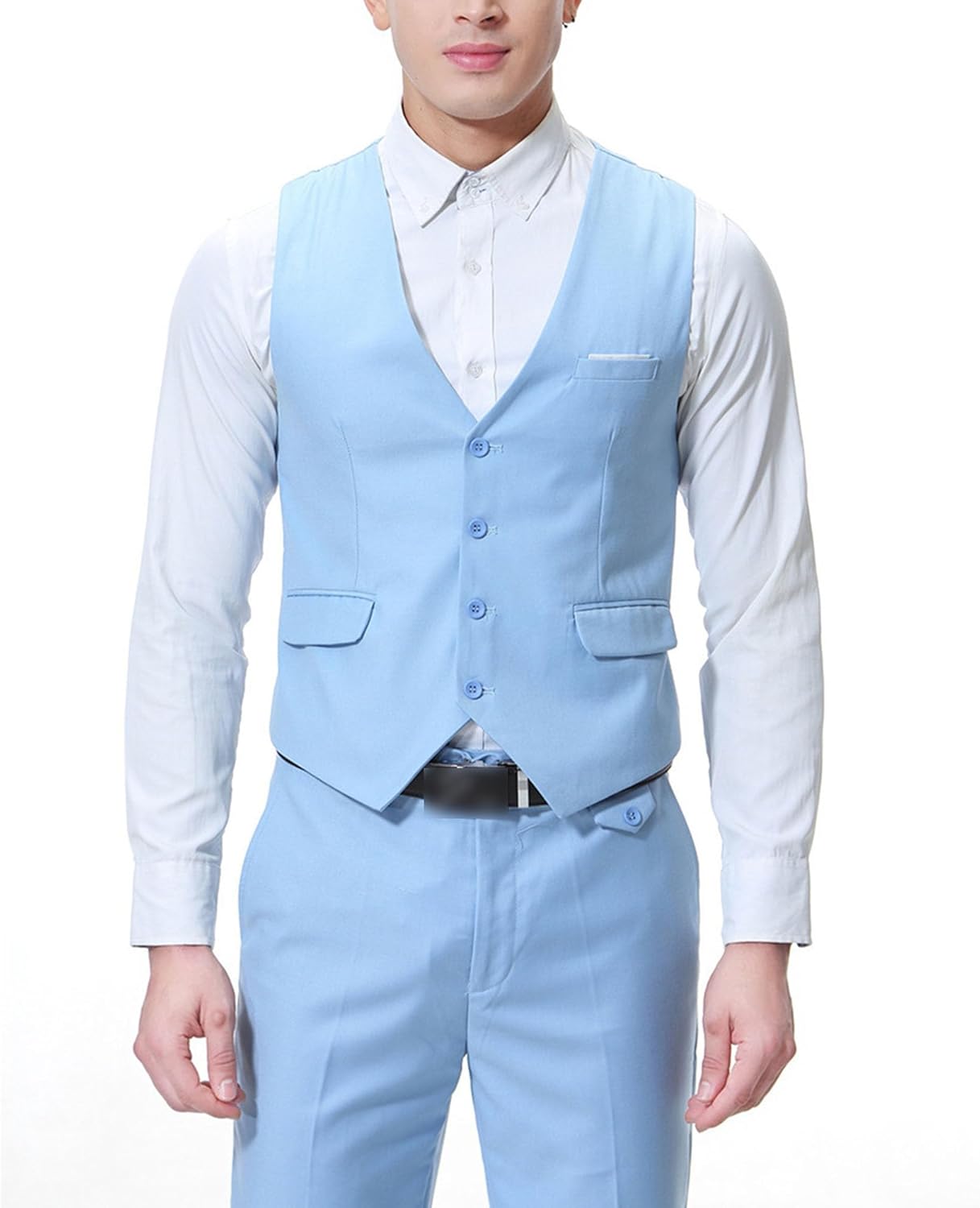 JEsilunmaMY Men's Stylish Business Formal Suit Set Two Button Slim Fit Solid Blazer Vest Pants Tuxedo Suits for Wedding Prom