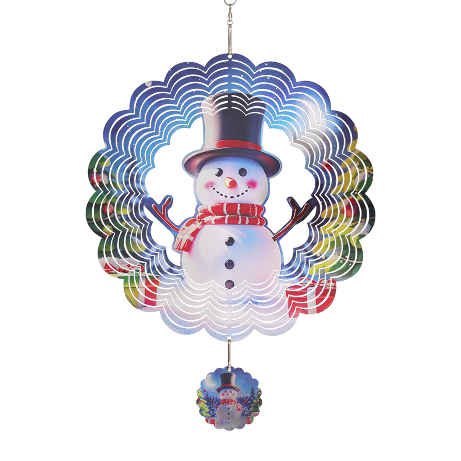 NewVees Metal Snowman Christmas Wind Spinner, 12 Inch Outdoor Stainless Steel Wind Spinner, Corrosion Resistant, Rust Anti Breakage, Laser-Cut Precision