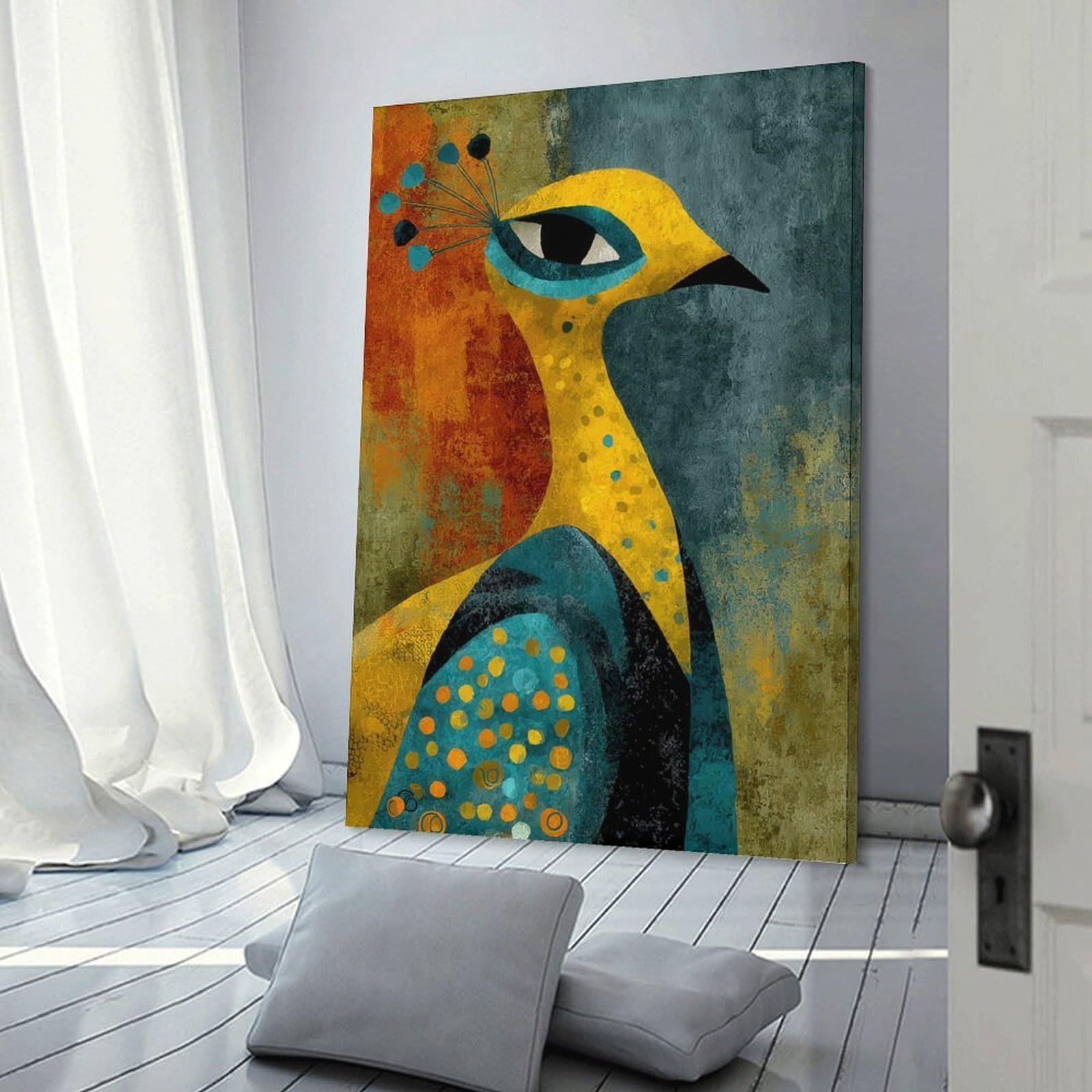 Junmoney Abstract Peacock Art Decorative Wall Artwork 20x30inch(50x75cm), for New Homes, Bedrooms Or Workspaces, A Wall Art Gift for Fresh Interiors