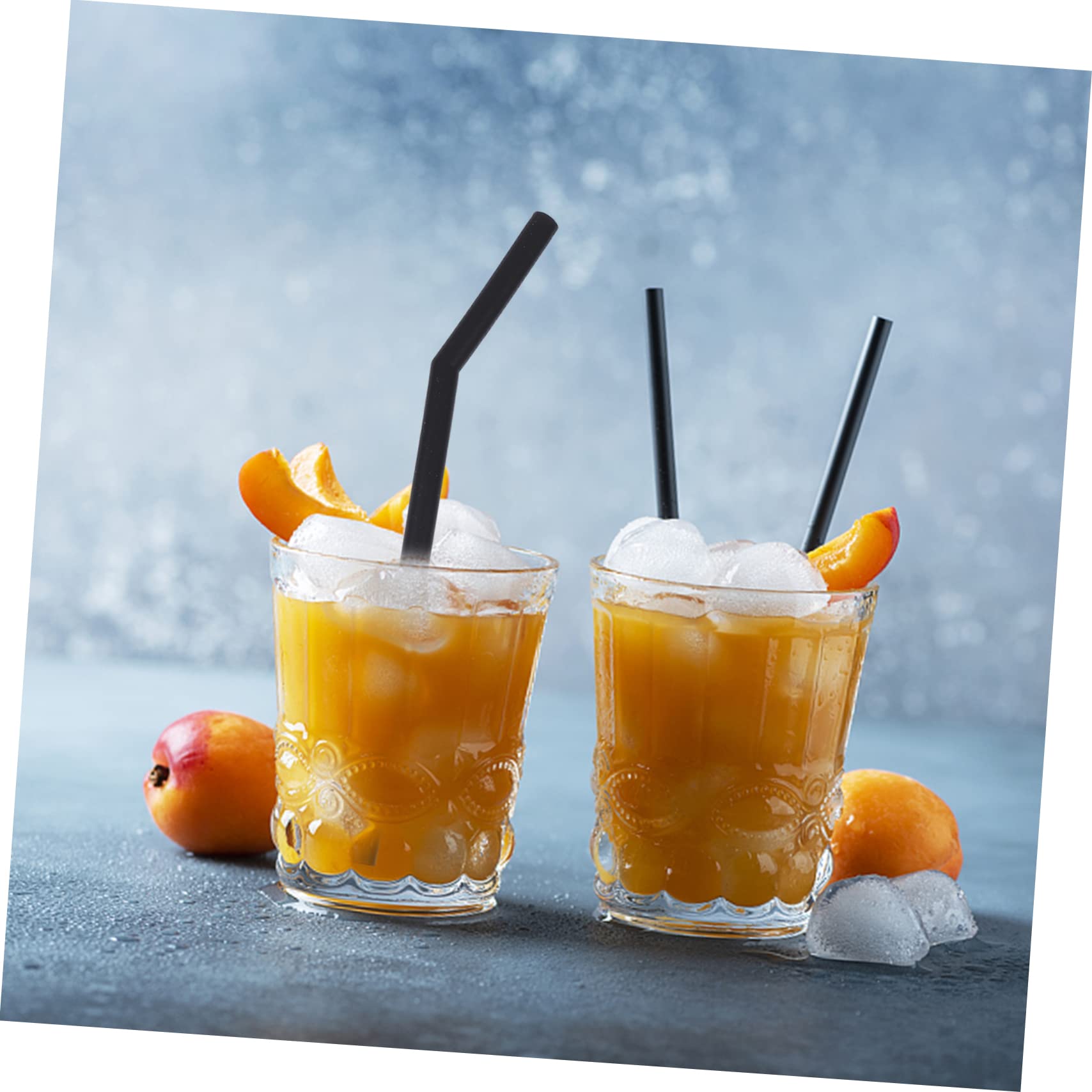 Ciieeo 48 Stück 1 Satz Strohhalm aus schwarzem Silikon tropische Strohhalme Smoothie-Stroh kinder strohhalme smoothie strohhalme praktische Milchstrohhalme praktische Trinkhalme Kieselgel