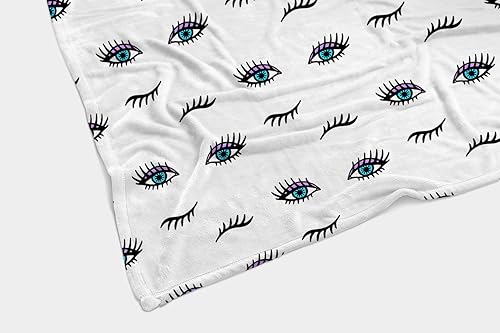Miniatura 2 de HGOD DESIGNS Manta de tiro de ojos Wink, patrón sin costuras dibujado a mano con ojos abiertos y guiñadores y pestañas aisladas en blanco suave