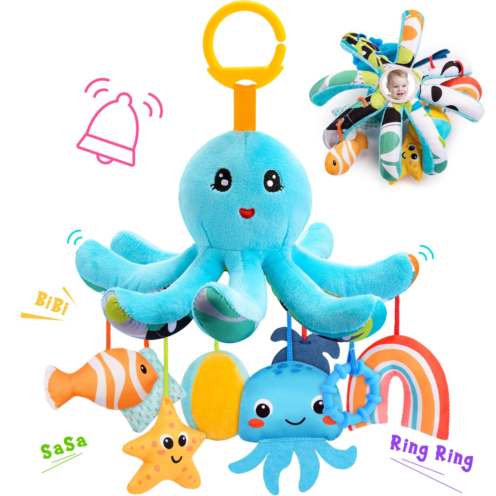 Toys Babies 0-18 Months, Octopus Baby Pram Toys Gift Child Rattle Baby 3-6 Months Gift Newborn Baby Girl Boy Crib Car Baby Toy Sensoriales