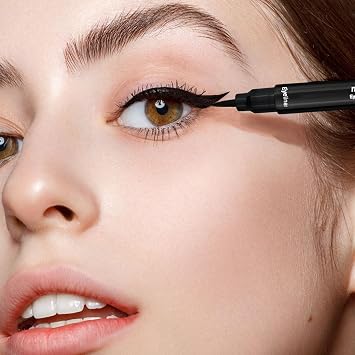 4 Pcs Waterproof Eyeliner Stamp 2 in 1 Double Head Black Eyeliner Pencil