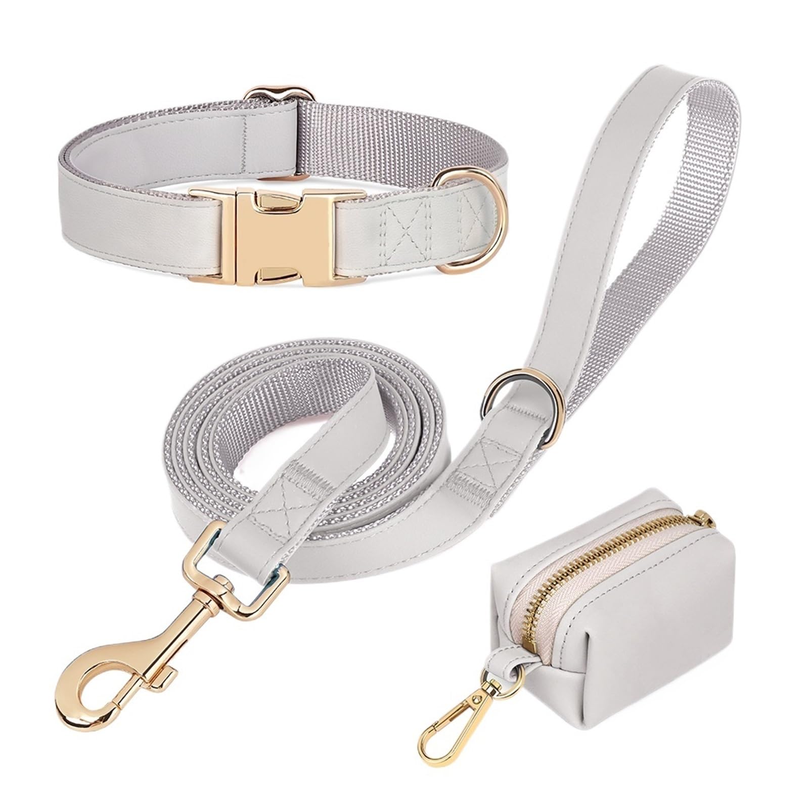 Collier pour chien coloré et laisse avec sac pour balades urbaines