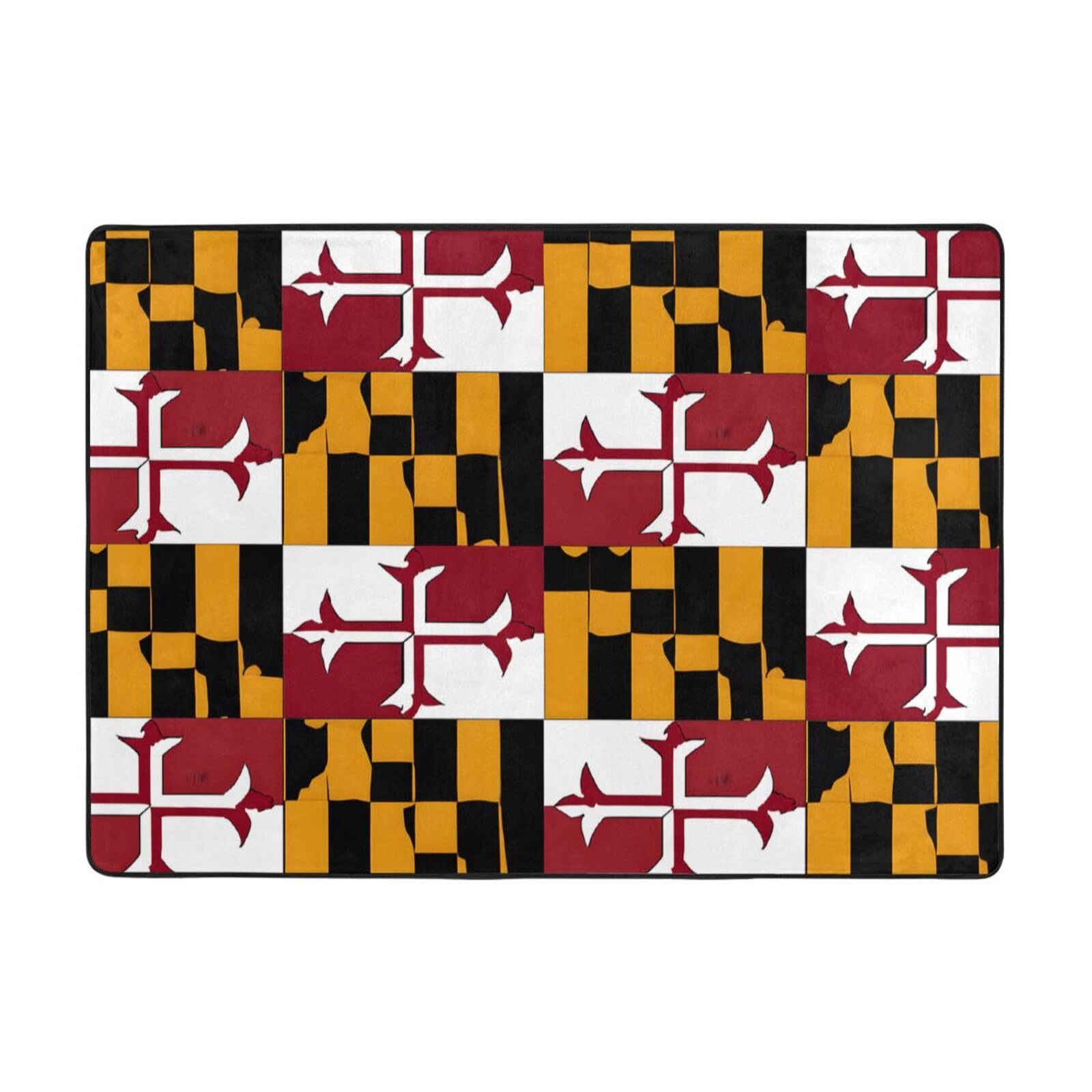 Flag of Maryland Print Living Room Anti Slip and Absorbent Carpet, Indoor Bedroom Bed Floor Mat, Ultra Soft Washable Carpet 80x58 in