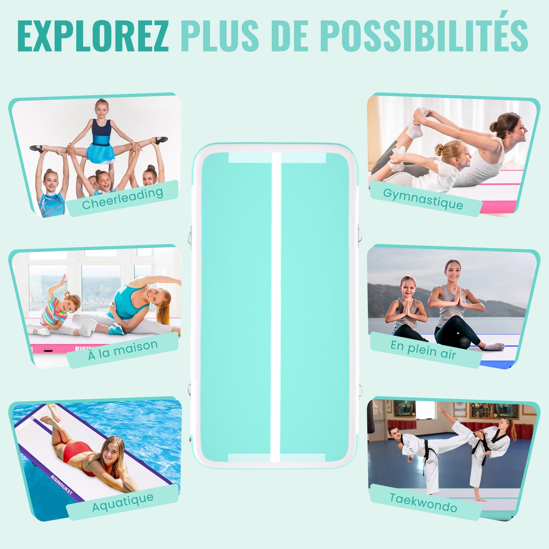 Air Met Track - Colchoneta de gimnasia artística 2m/3m/4m/5m/6m Colchoneta inflable para gimnasia 10/15/20cm deportiva con bomba para ejercicio/yoga/gimnasio — view 6