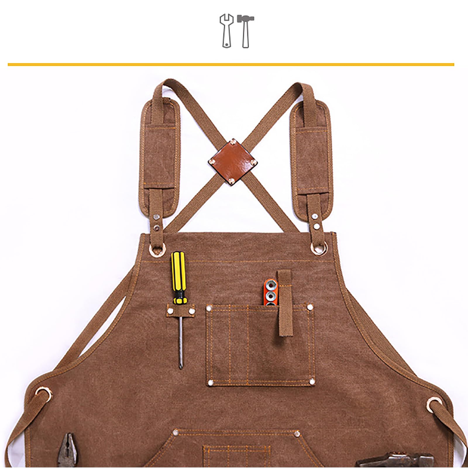 Leinwand Schürzen Mit Tasche Werkzeug Werkstatt DIY Zuhause/Garten Taille/Hals Einstellbar Riemen Arbeitsschürzen Männer, FrauenGrey,One Size