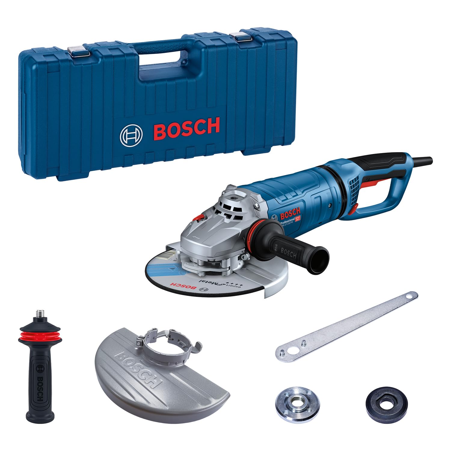 Bosch Professional amoladora angular GWS 27-230 PR (potencia: 2700 W, Ø de disco: 230 mm, interruptor PROtection, Vibration Control, incl. cubierta protectora, maletín)