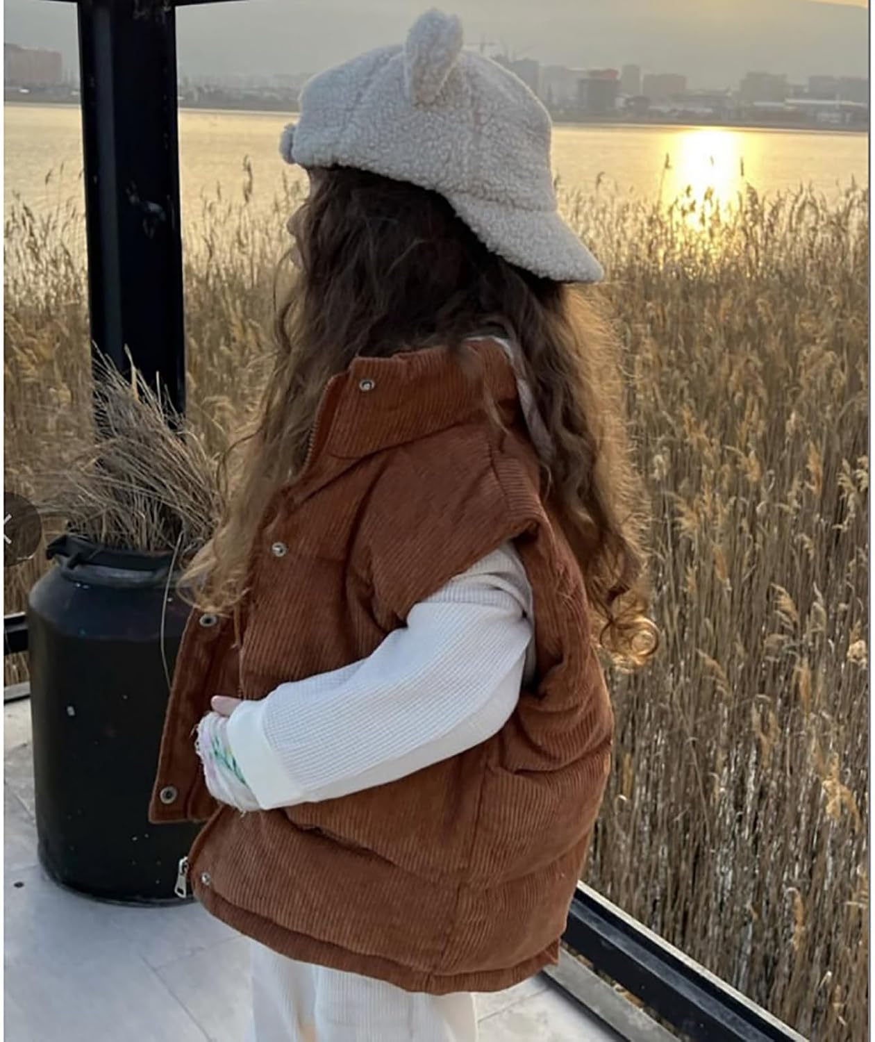 Girls and Toddler's Puffer Vest - Sleeveless Corduroy Jacket Winter Coat Baby Down Coat Padded Quilted Vest Waistcoat