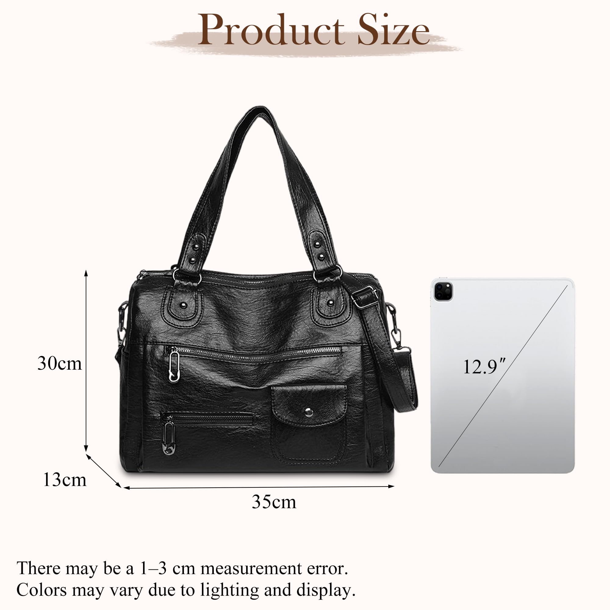 Bolso Mujer PU Fashion Chic, Gran Capacidad Tote Shopper, Bandolera Ajustable y Bolso Hombro Elegante, Ideal Para Oficina, Universidad, Trabajo y Viajes