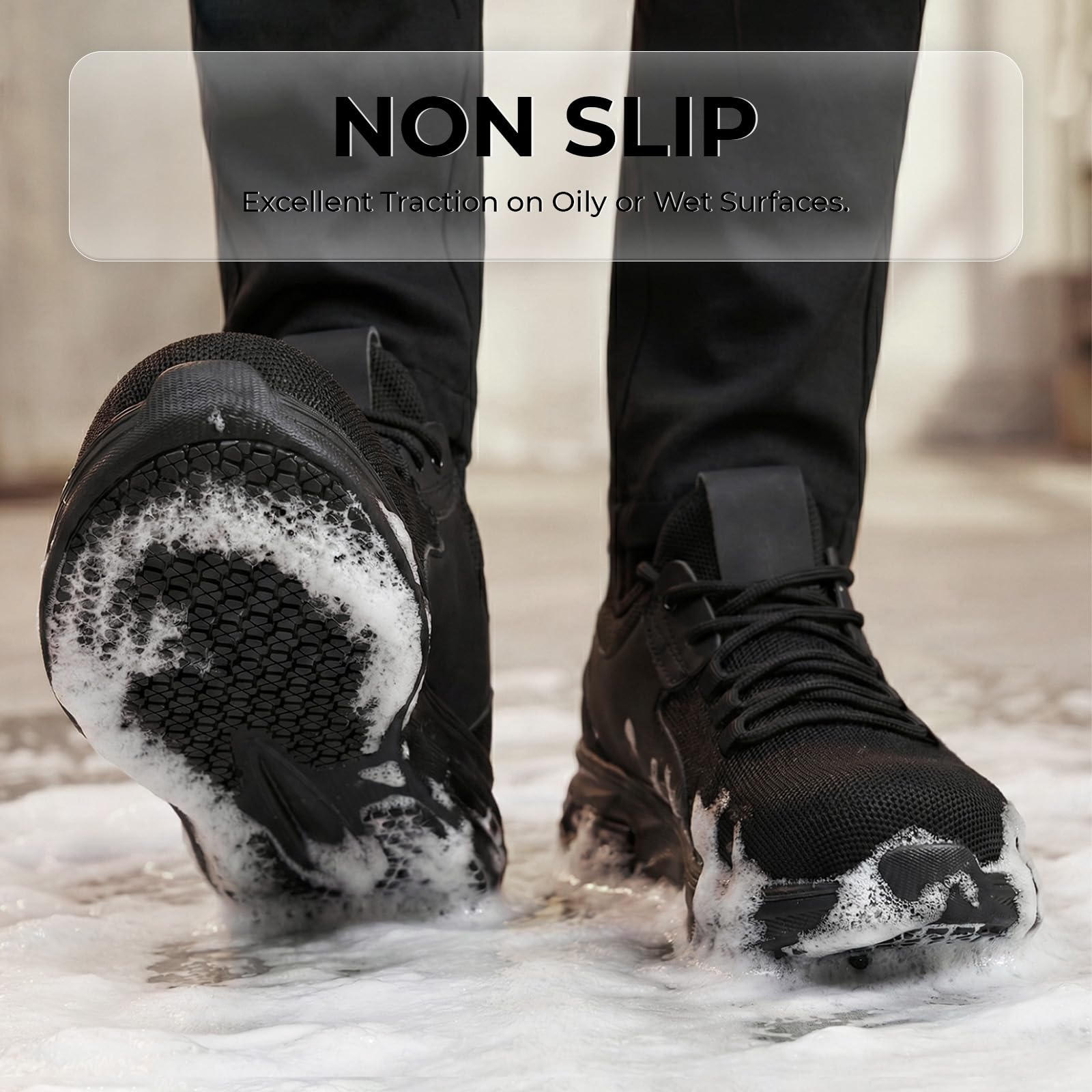 Ulogu Wide Toe Non Slip Shoes for Men Women Waterproof Oil Resistant Work Loafers for Food Service Restaurant Kitchen Chef Lightweight Comfort Walking Sneakers - 5