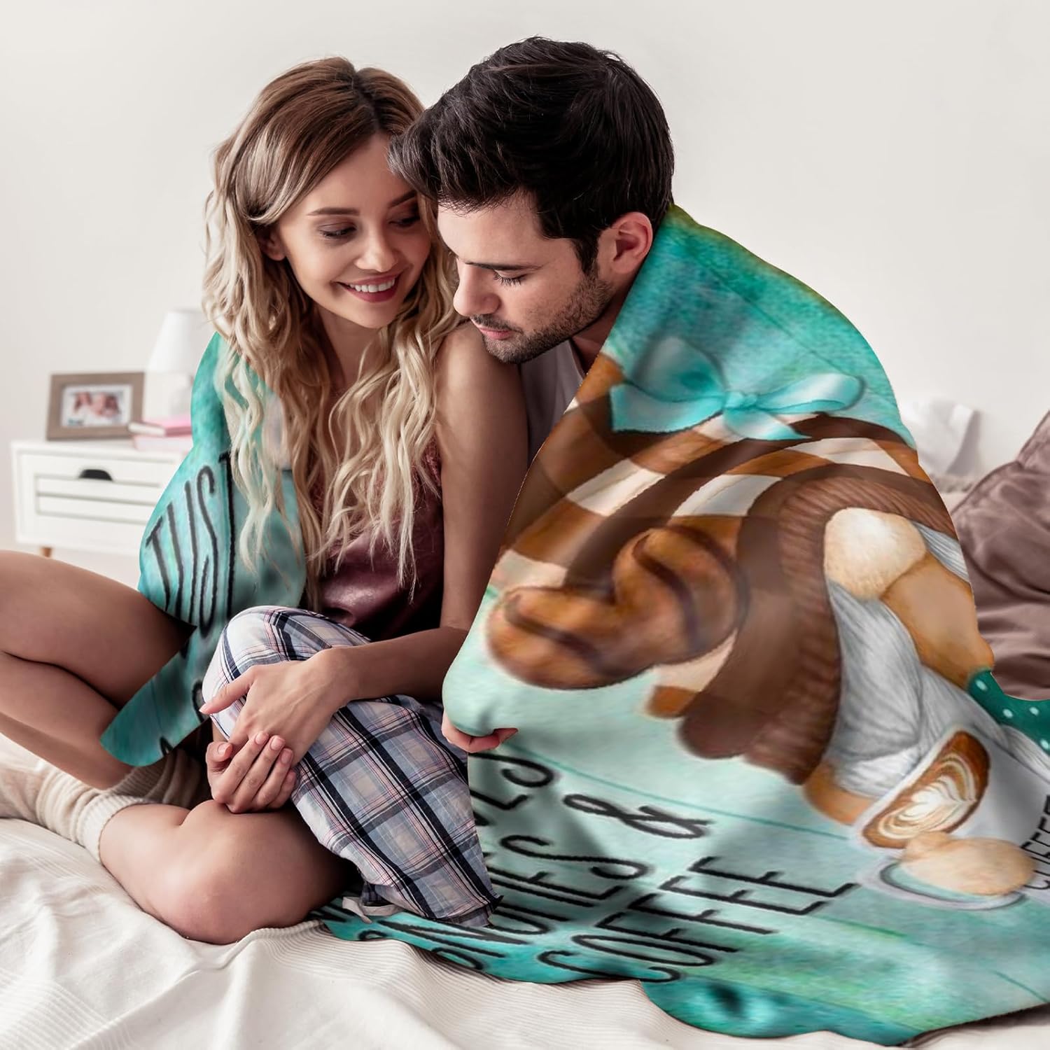 Coffee Gnome Blanket, Gnomes Gifts for Women, Birthday Valentine's Day Gifts for Coffee Lover, Adult, Wife, Girls, Friend, Mom, Daughter, Vintage Spring Throw Blanket, 50x60 Inches - Image 4