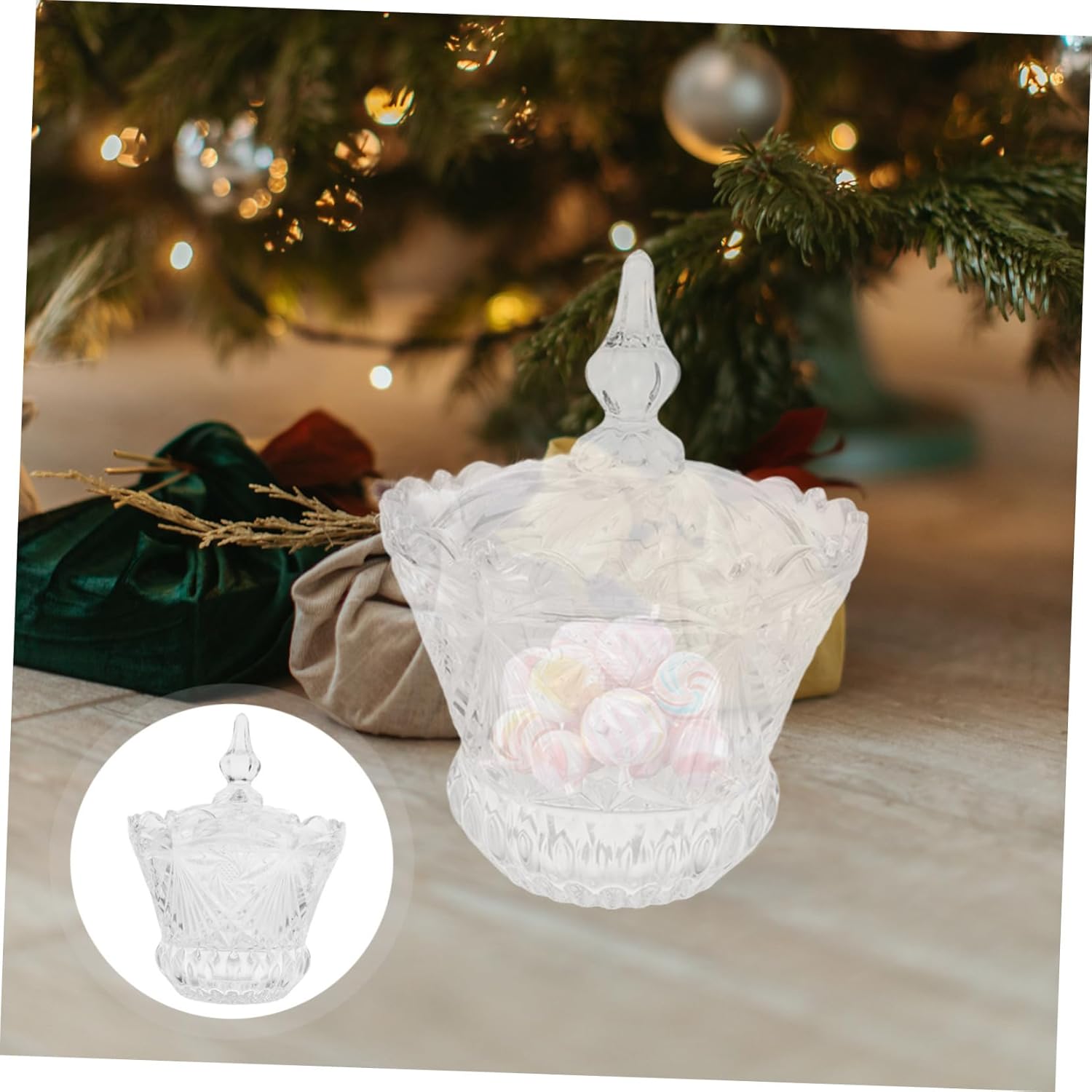 Decorative Candy Bowl with Lid Glass Candy Jars Perfect for Office and Home