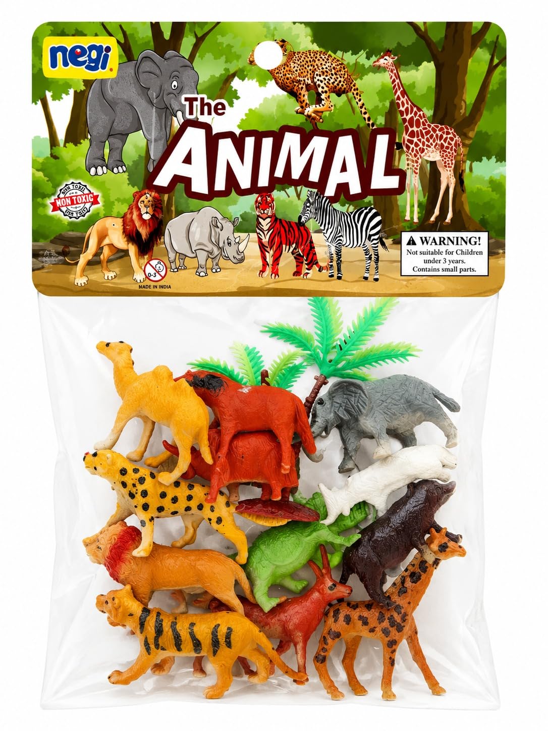 Negi 12 Pcs Small Size Full Action Toy Figure Jungle Cartoon Wild Animal Toys Figure Playing Set for Kids.-image-25