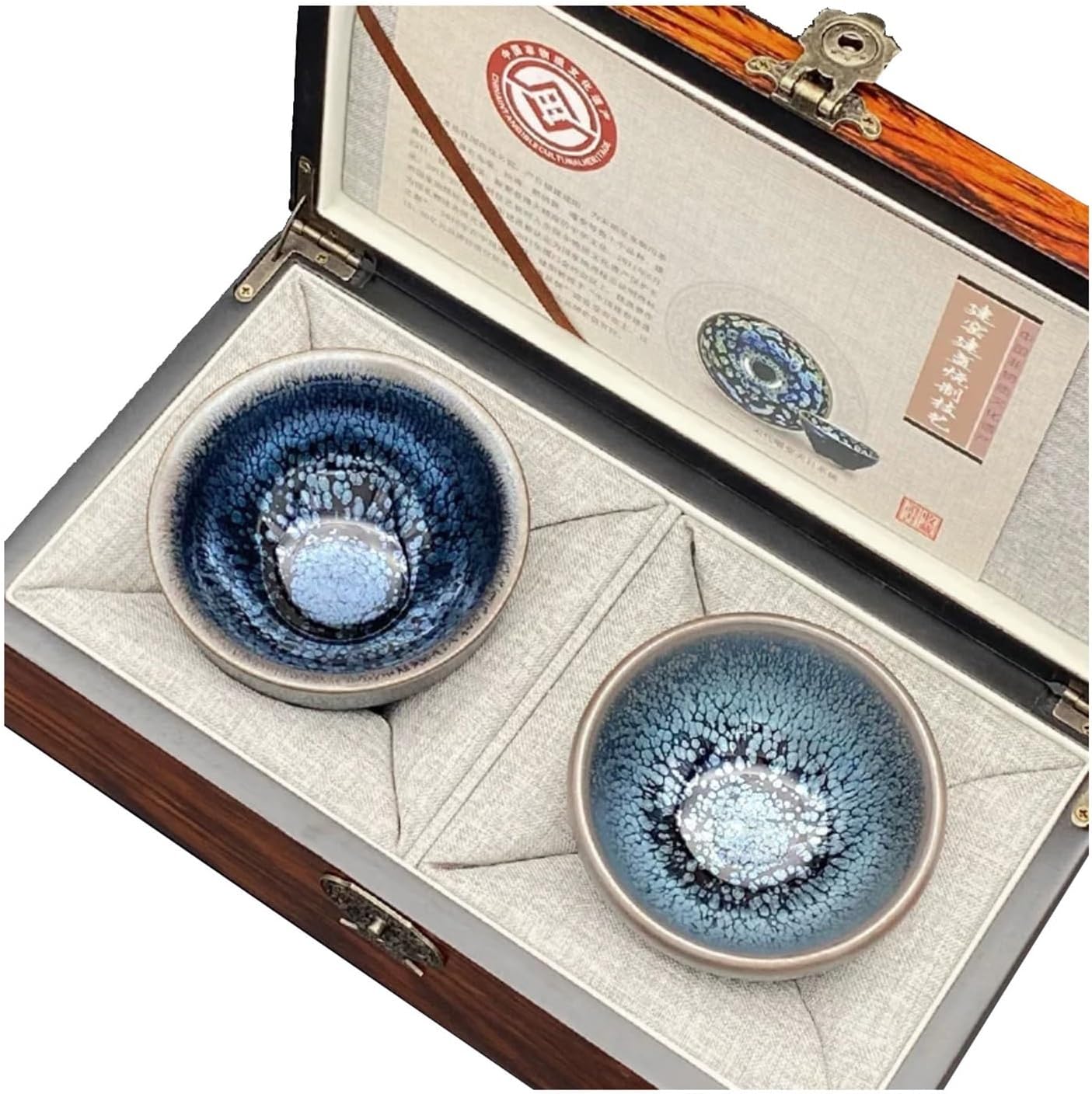 Set Of 2 Jianzhan Tea Cup, Teaware Tenmoku 120ml Chinese Ceramic Mug Handmade Unique Multi-use Porcelain Tea Bowl With Giftbox ﻿(#4)