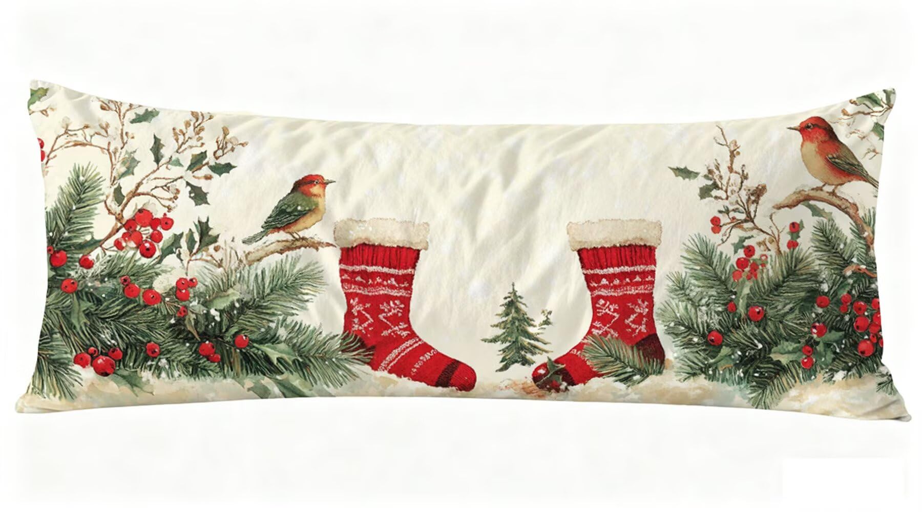 Poszewka na poduszkę do spania na boku, 50 x 180 cm, długa, z zamkiem błyskawicznym, długie poszewki na poduszki, do karmienia, ciąży, dla osób śpiących na boku (Boże Narodzenie) J0-126