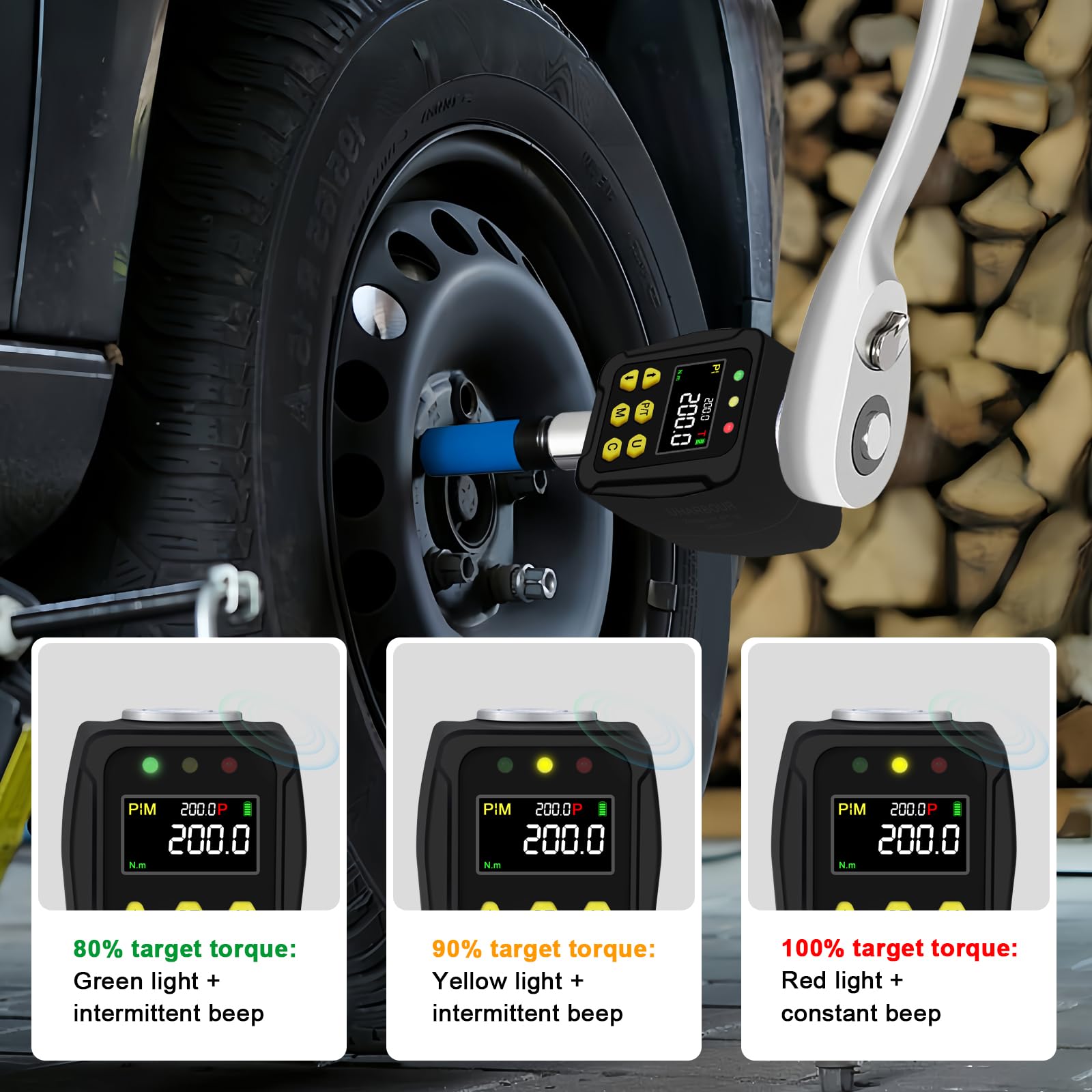 Adattatore Dinamometrico Digitale Beslands 10,2-200 Nm – 1/2 Con Schermo LCD, 4 Unità Di Misura E Allarme Acustico