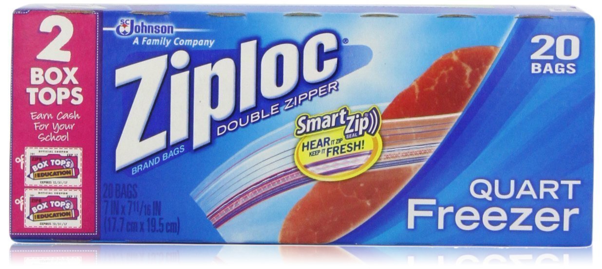 Ziploc Gefrierbeutel, 40 Stück, Reißverschluss, Kunststoff, Wegwerfbar, Plastikfilm mit Reißverschluss, Klar, 17,8 x 20,3 cm, Gefriergeeignet