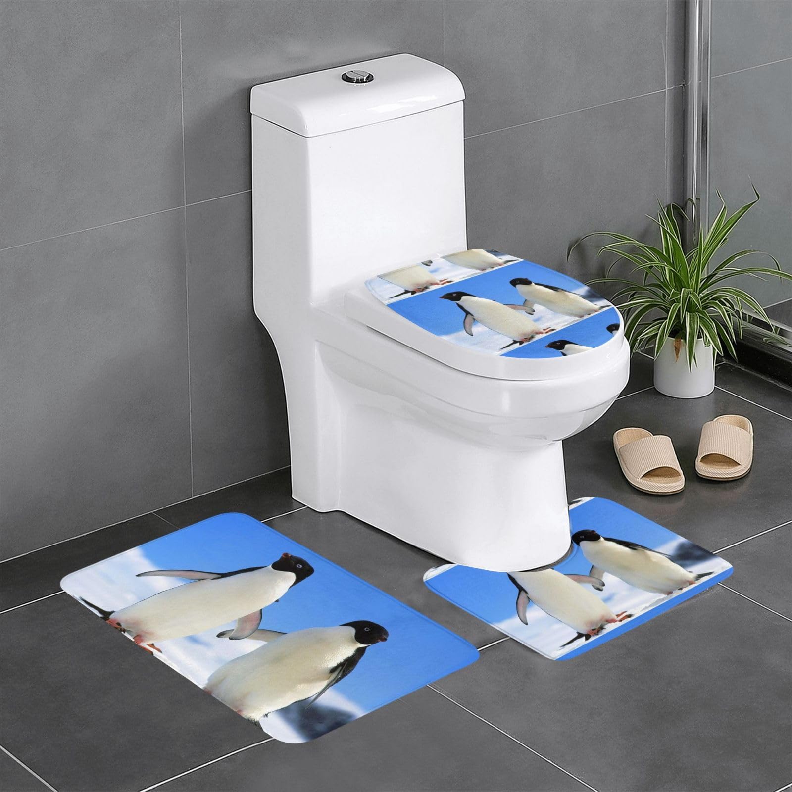 Tapis de sol antidérapant flanelle pingouin 61x40,6 cm x3