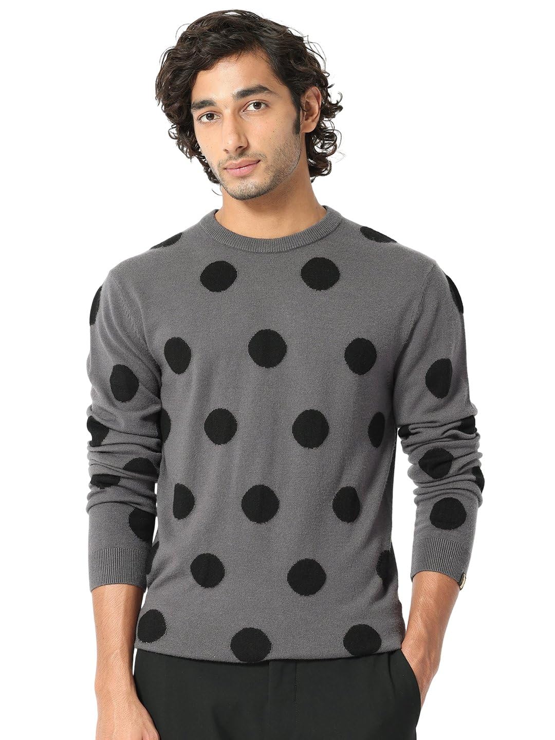rare rabbit Relaxed fit Polka Print Sweater-picture-24