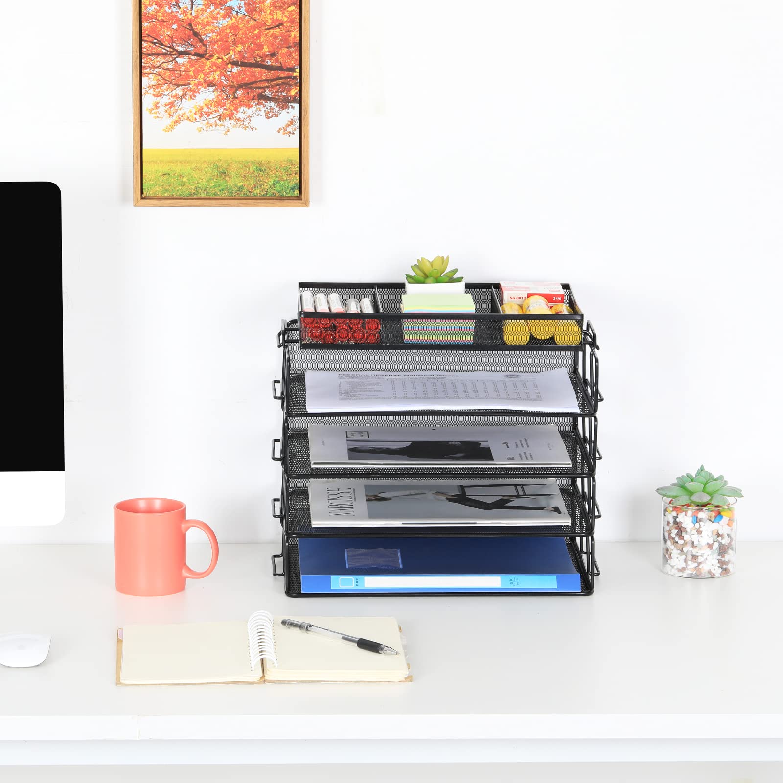 EasyPAG 5 vakken A4 metalen bureau organizer documenthouder