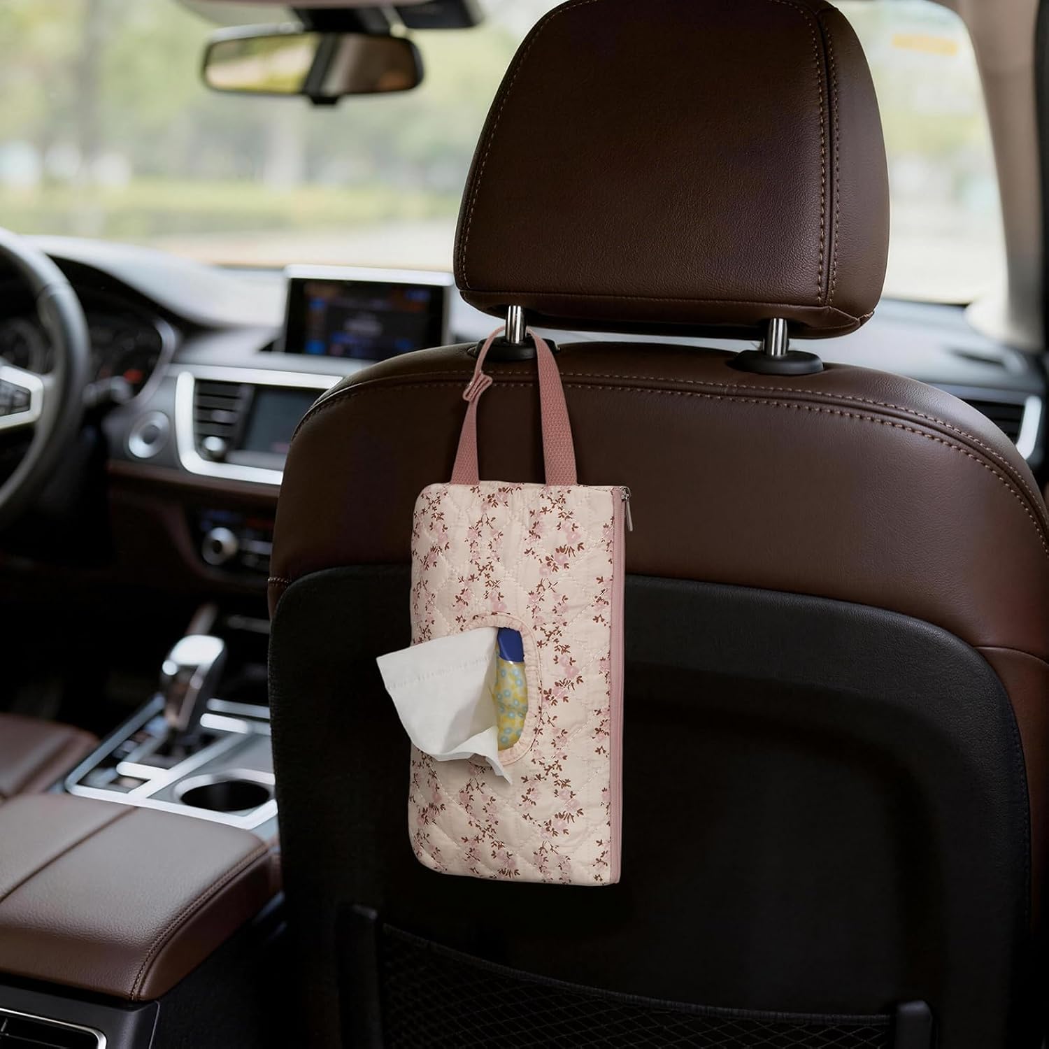Quilted Baby Wipe Holder Floral Wipe Pouch Portable Hanging Wet Wipes Bag for Stroller, Travel image 5