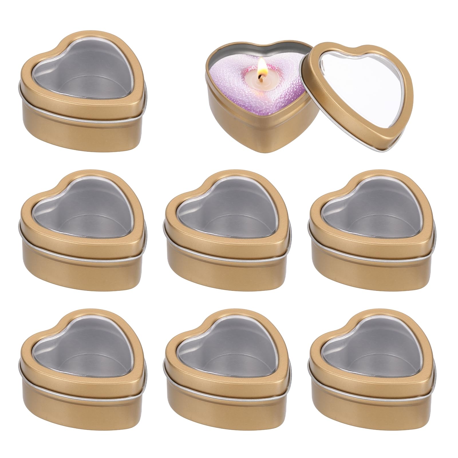 Boîtes à bougies étanches avec couvercle transparent en métal 8x - 7