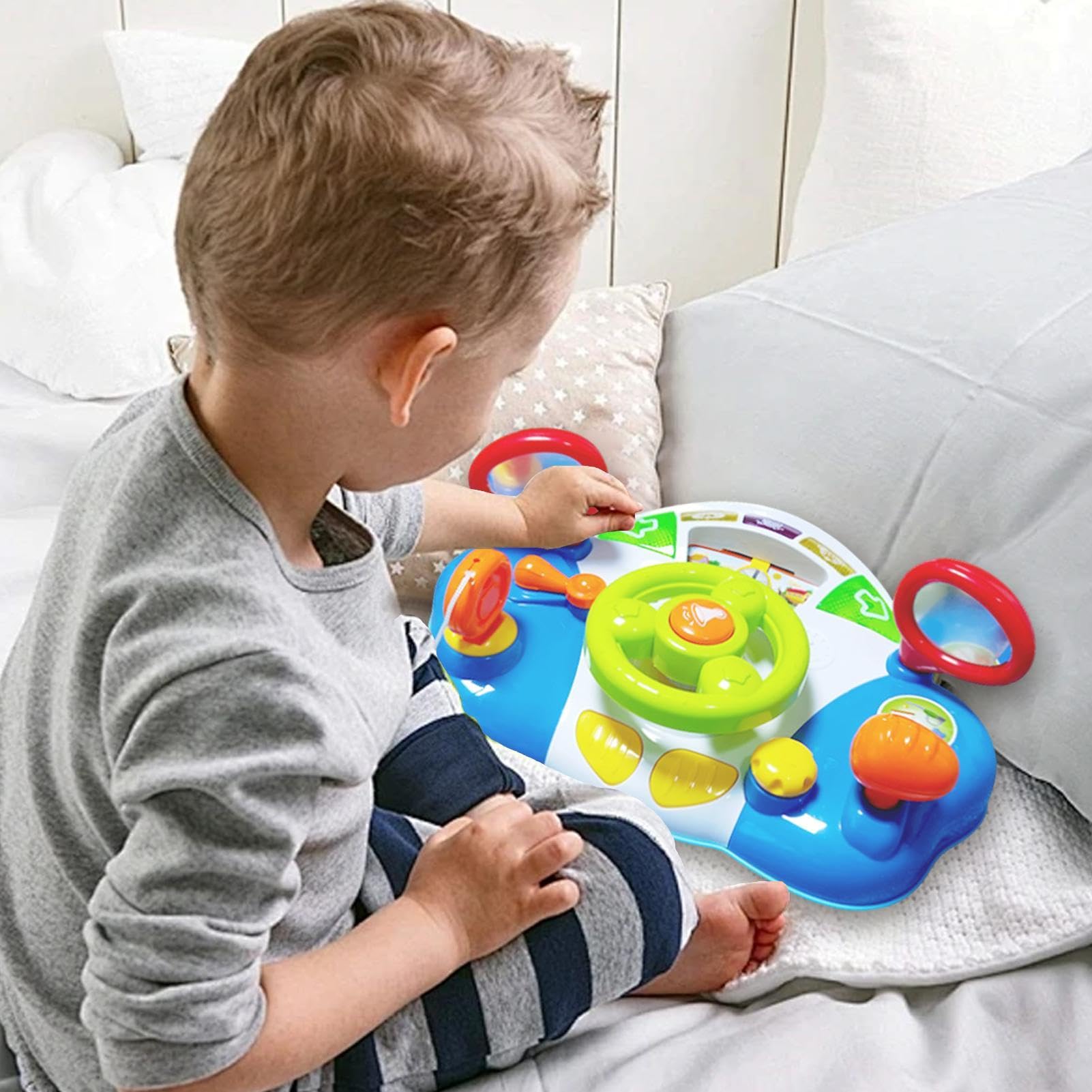 Giocattolo Volante per Bambini, Giocattolo Volante | Controllo del | Volume Regolabile Volante motrice simulato interattivo Divertente | Fingi di Guidare i Giocattoli del Sedile, i Giocattoli