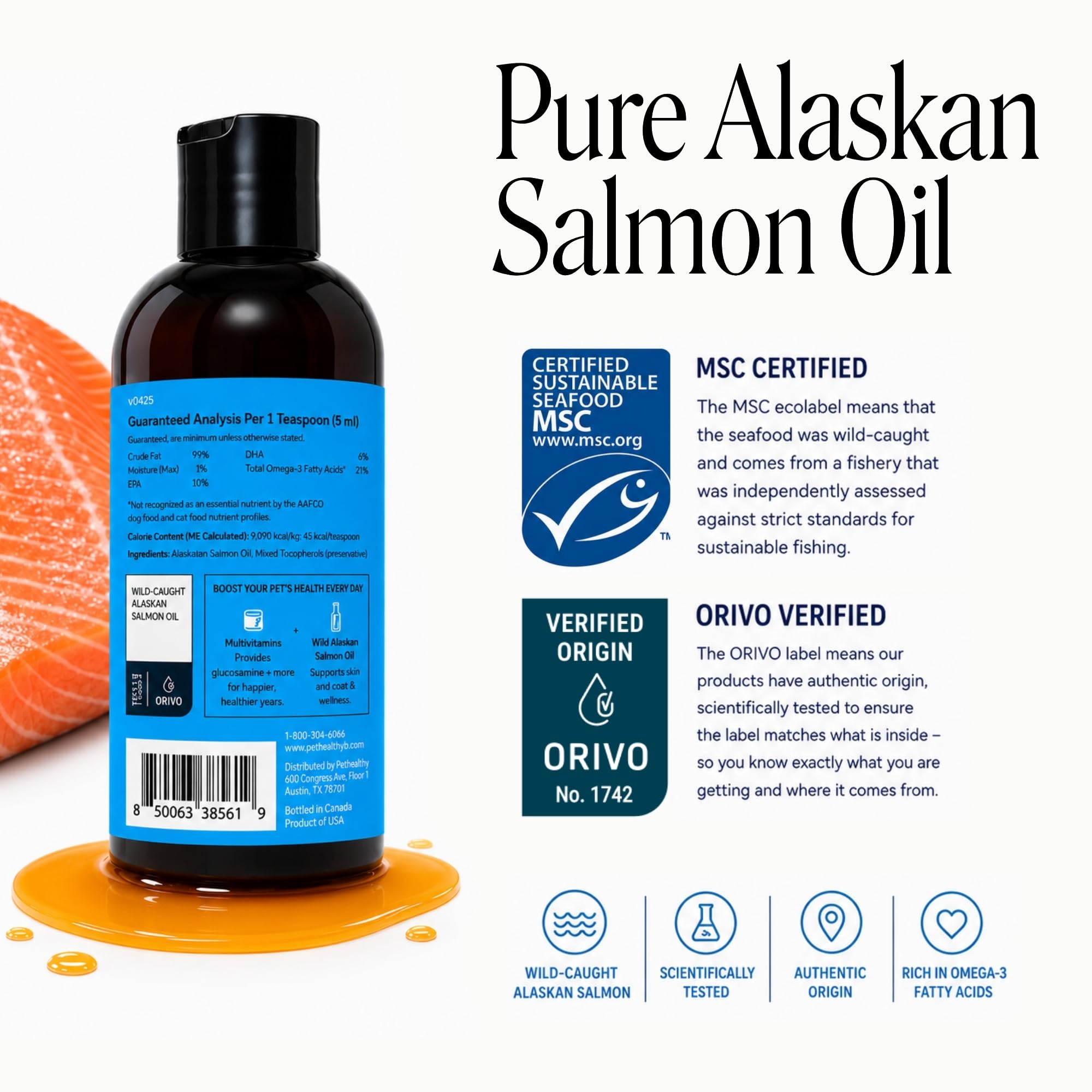 Pet Honesty Vet Recommended Salmon Oil for Dogs and Cats, 8oz — Amazon image 6