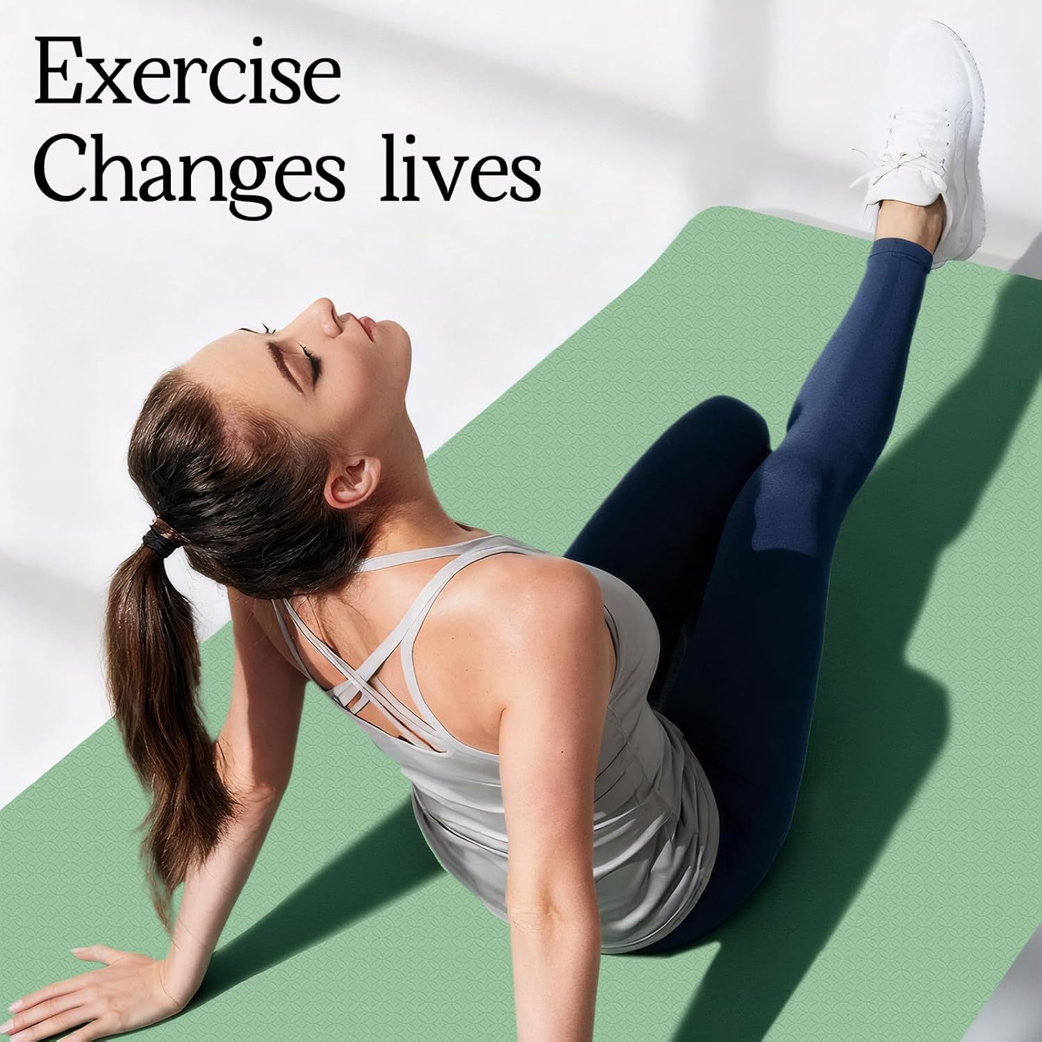 VTORY Extra Large Yoga Mat 6'x 4', Extra Wide Exercise Mat for Men and Women, Yoga Mat 1/4 & 1/3 & 1/2 Thick, Non-Slip, Durable Workout Mat for Home Workout, Yoga, Pilates, Stretching (Black/Green) - Image 2