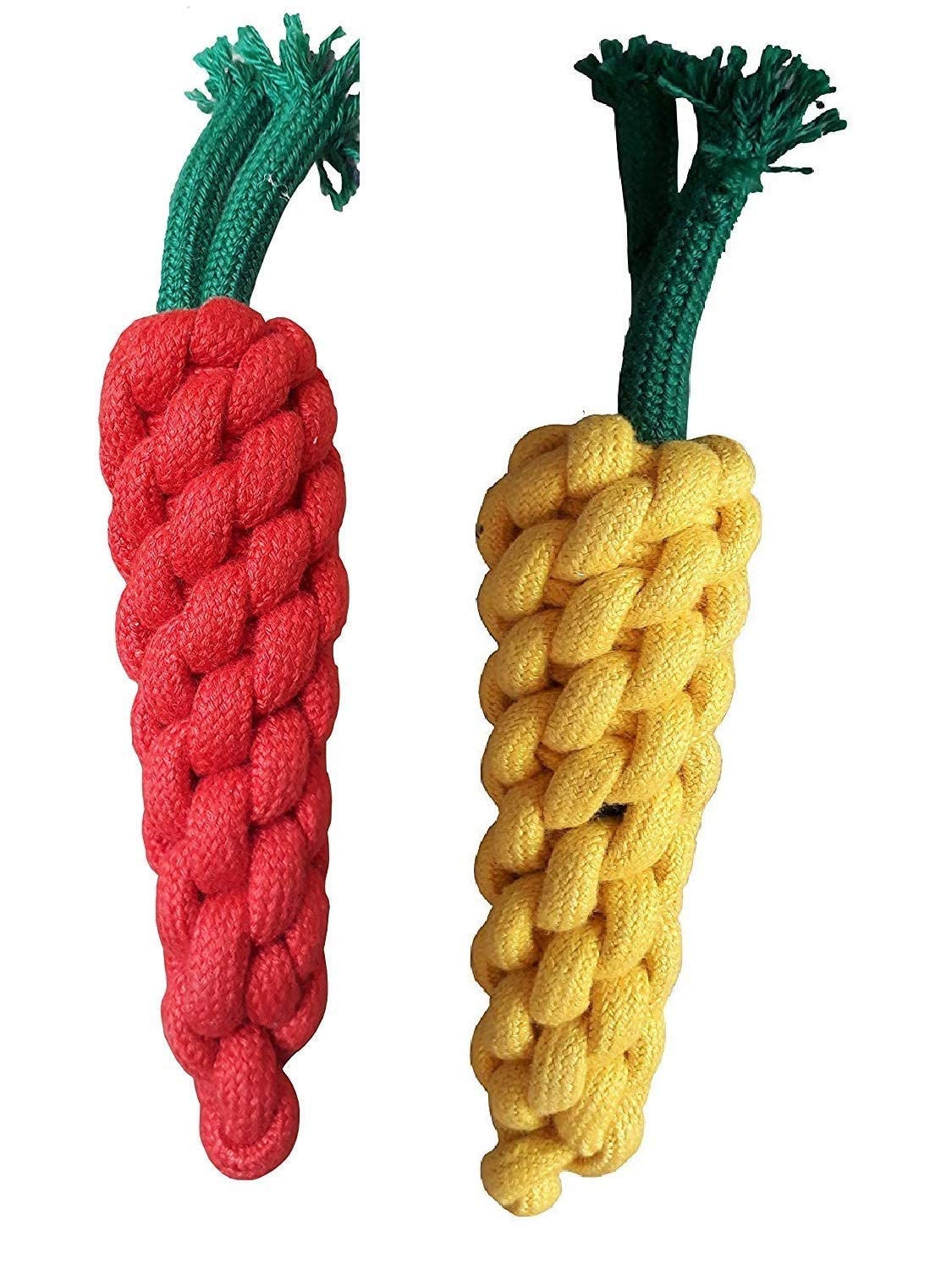 WAGGY Tails Attractive Cotton Poly Mix Chew Carrot & Knot Rope Toys Teeth Cleaning Suitable for Small, Medium Puppies and Adult Dogs - Red & Yellow (2 Combo) (B0BC6F2HWC) Amazon Price History, Amazon Price Tracker