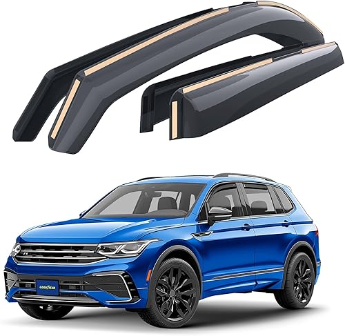 Goodyear Deflectores de ventana inastillables en el canal para Volkswagen Tiguan 2018-2024, protectores de lluvia, viseras de ventana para