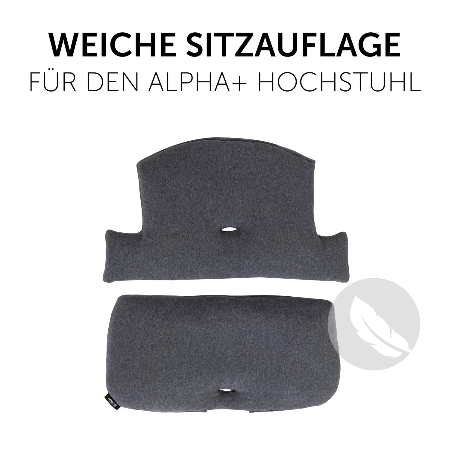hauck Highchair Pad Select, Charcoal - Hochstuhl Sitzkissen Kompatibel mit Alpha+, Beta+, Arketa Holzhochstuhl, 6-36 Monate, Anti-Rutsch, Doppelte Polsterung, Einfache Befestigung