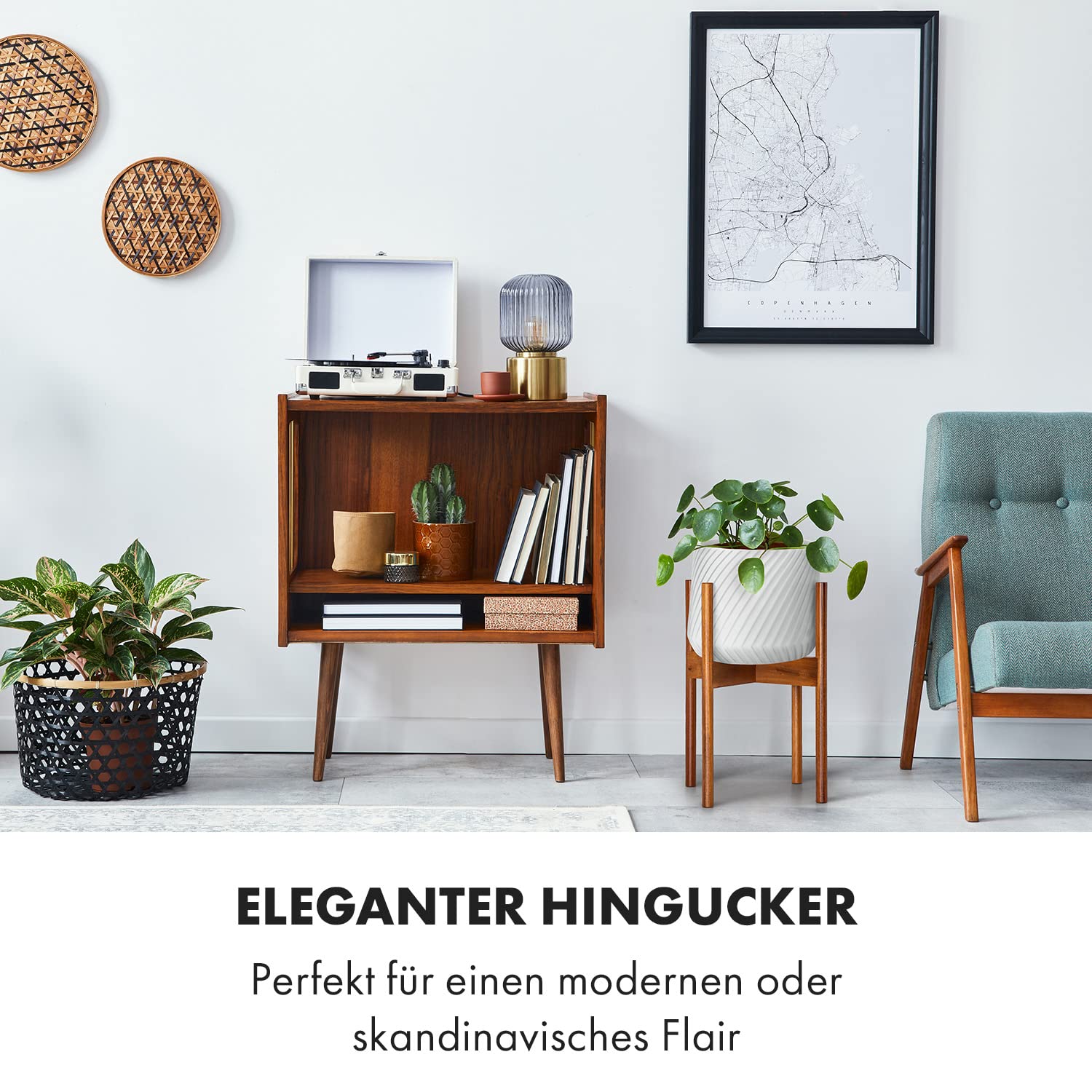 Fox & Fern Mid Century Pflanzenständer, erhöhter Ständer für Pflanzgefäße mit einer Breite von 20 cm, 25,5 cm, 30 cm (nicht im Lieferumfang enthalten), Akazienholz-Ständer für Zimmerpflanzen, Set mit