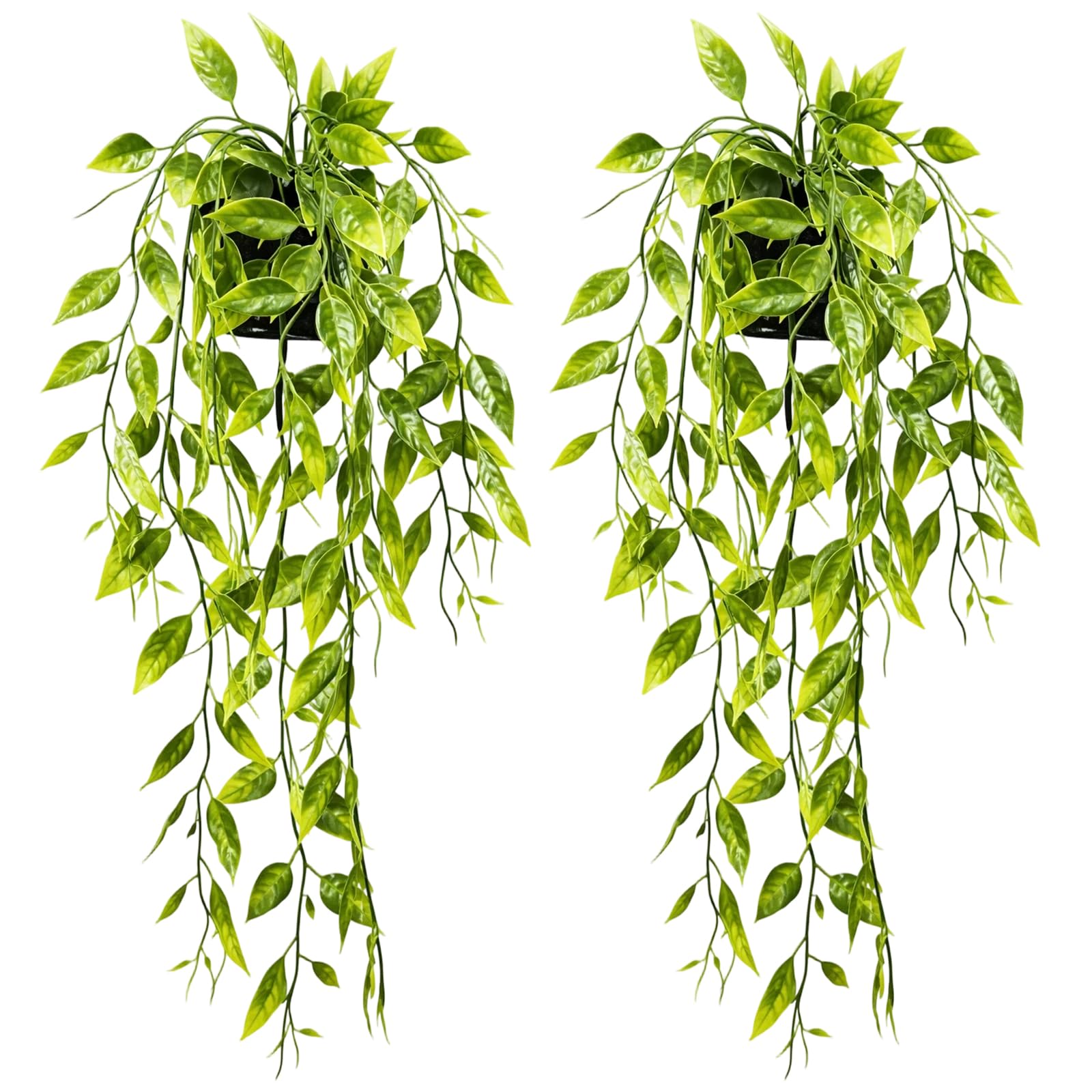 2 Pack Artificial Plants Indoor, Fake Hanging Plants for Home and Office Decor, Trailing Artificial Plants for Wall Shelf and Balcony Decor, No Maintenance Required Artificial Hanging Plants Indoor