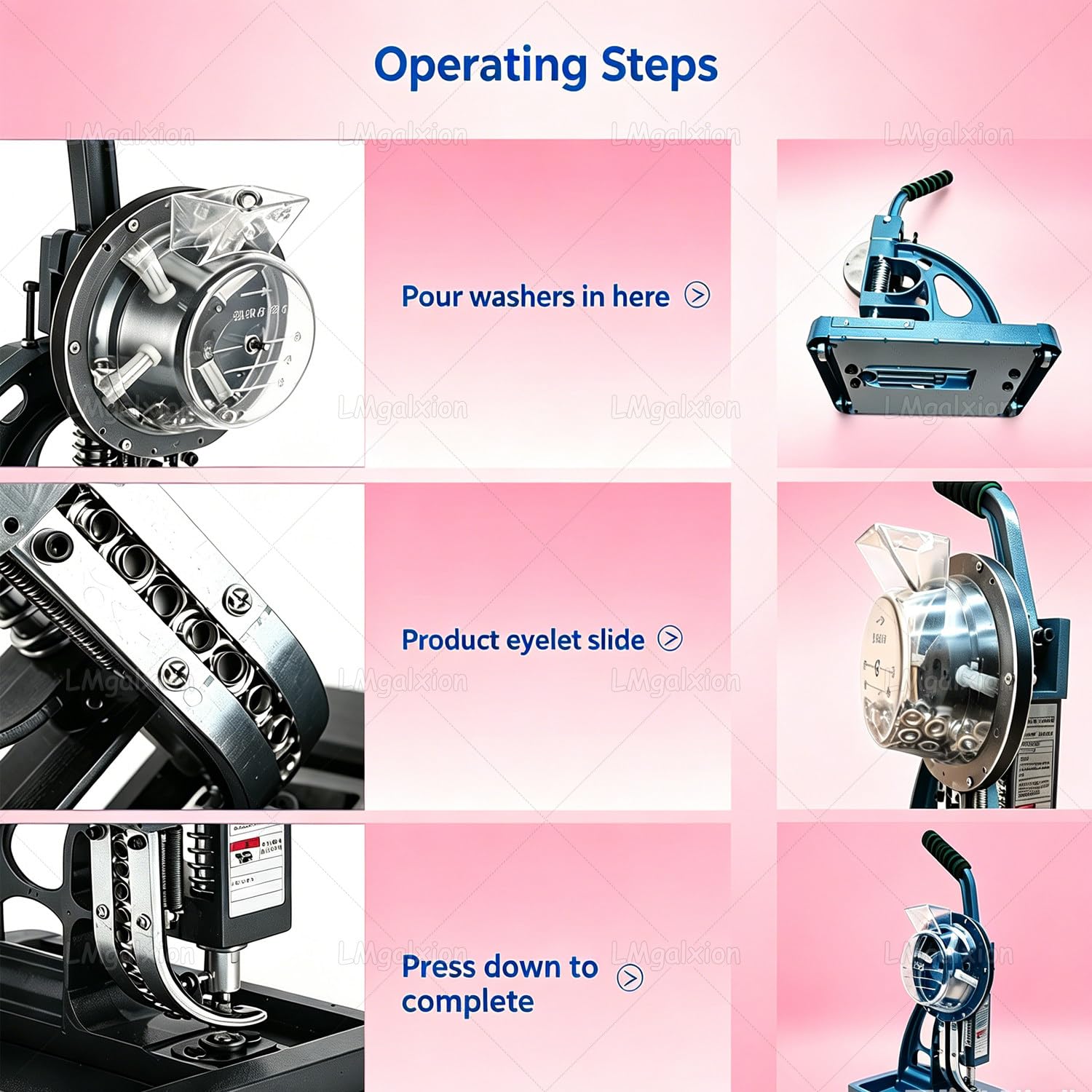 Maszyna Do Oczek 3 W 1,Ręczna Prasa Do Oczek Z Zasobnikiem I Głębokością Wlotu 165 Mm,Automatyczny Podajnik Oczek Do Banerów,Tektury,Namiotów,Z 1000 Oczkami 6mm