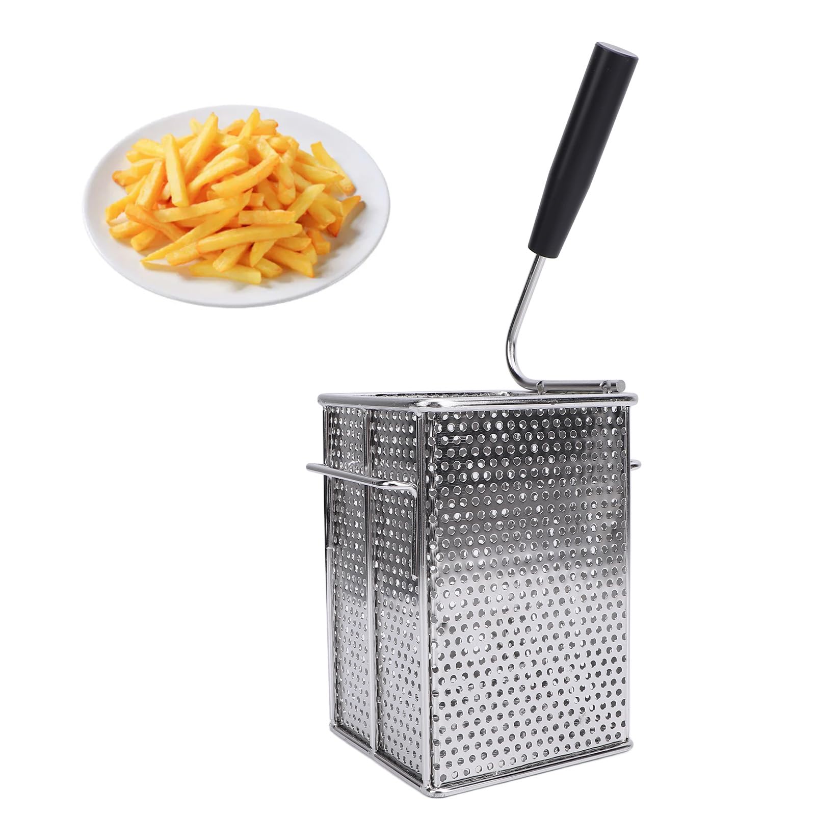 Panier à Friture en Acier Inoxydable 304, Panier à Frites carré avec Poignée, Panier de Filtre pour Aliments Frits, Passoire à Pâtes pour la Friture au Restaurant à Domicile
