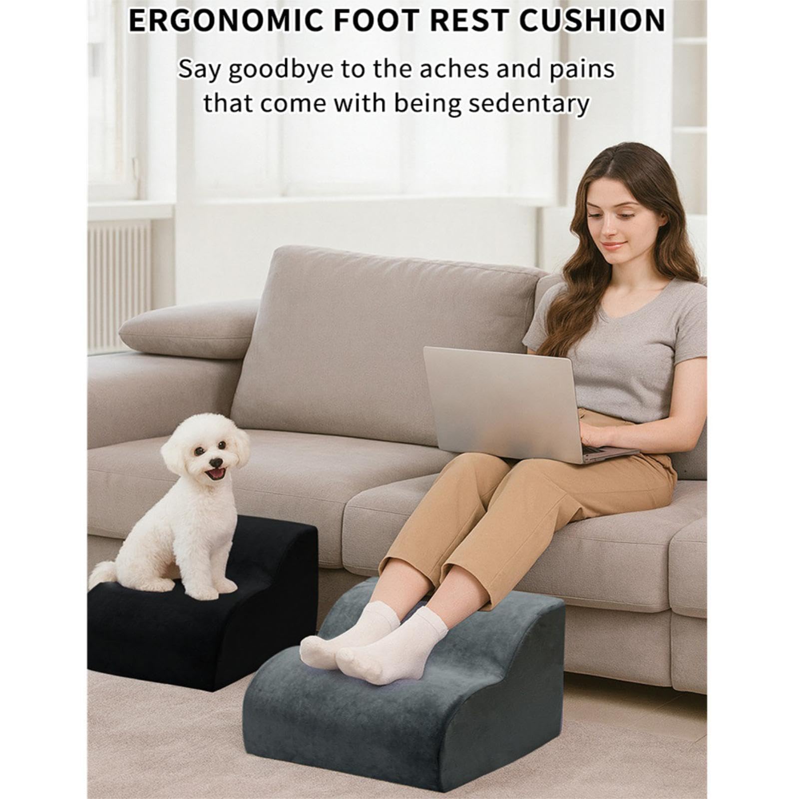 predolo Reposapiés para debajo del escritorio, taburete ergonómico oficina para hombres y mujeres, almohada elevadora piernas, cojín reposapiés para, Negro