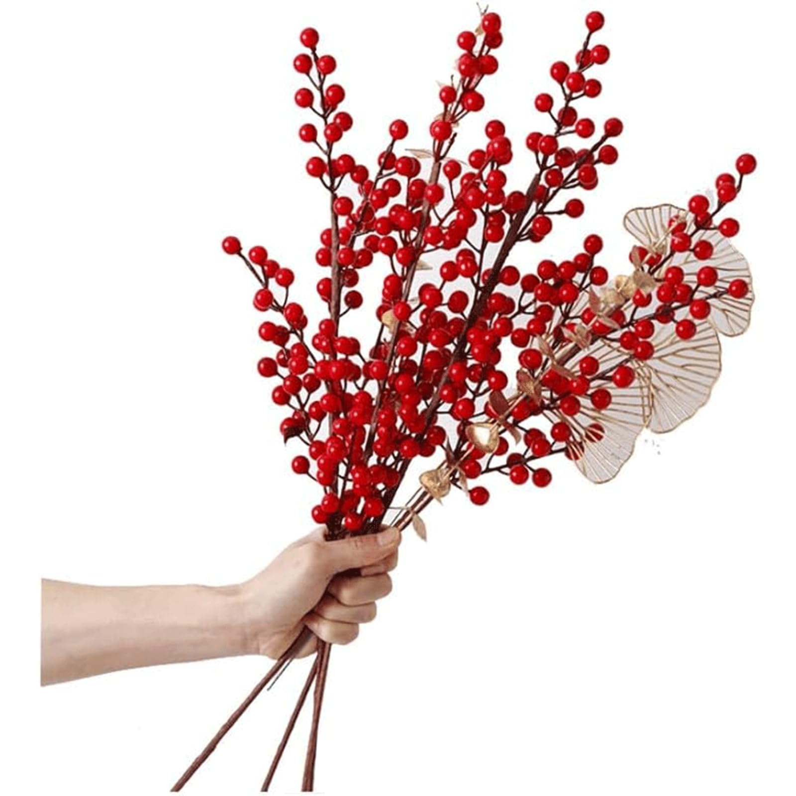 XDLEDMKIZ Elegant Fake Flowers Artificial Flowers Flowers Artificial Red Berry Christmas Decoration Flower Arrangement Bouquet