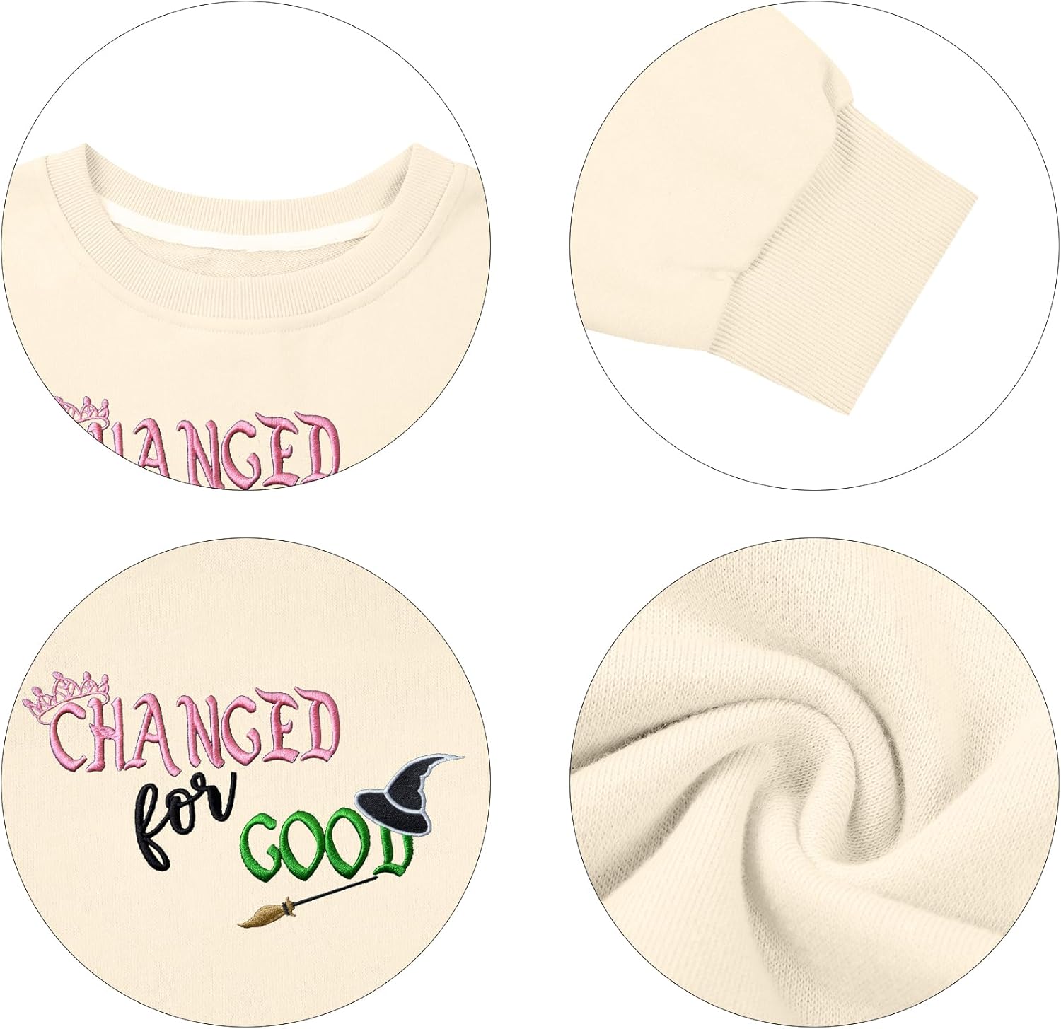 Musical Movie Sweatshirt for Women: Changed for Good Embroidered Long Sleeve Crewneck Loose Witches Pullover Top - Image 7