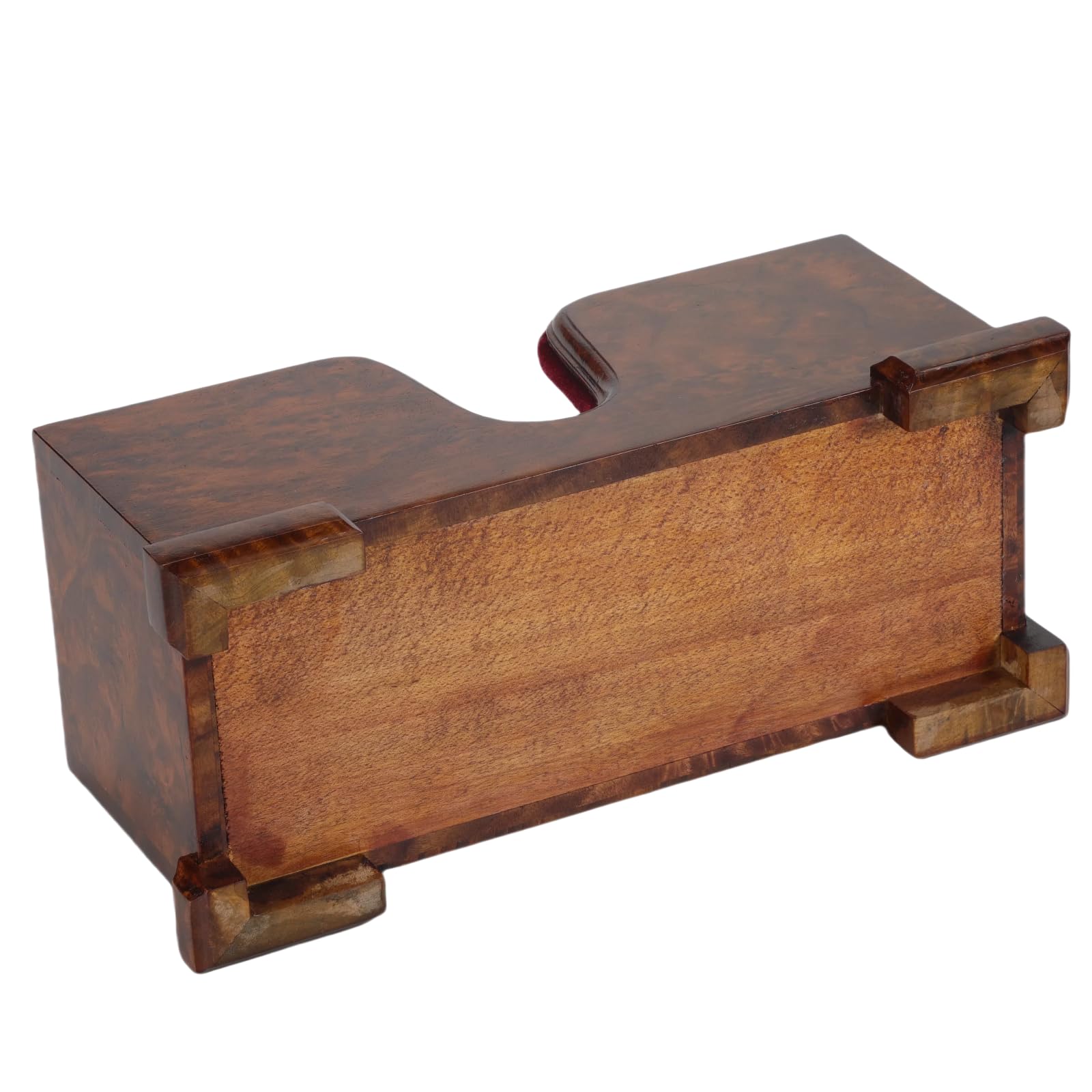 Soporte para violín y arco (soporte), soporte de madera para violín con protección de terciopelo, estética estable y elegante (madera de burl + terciopelo rojo)