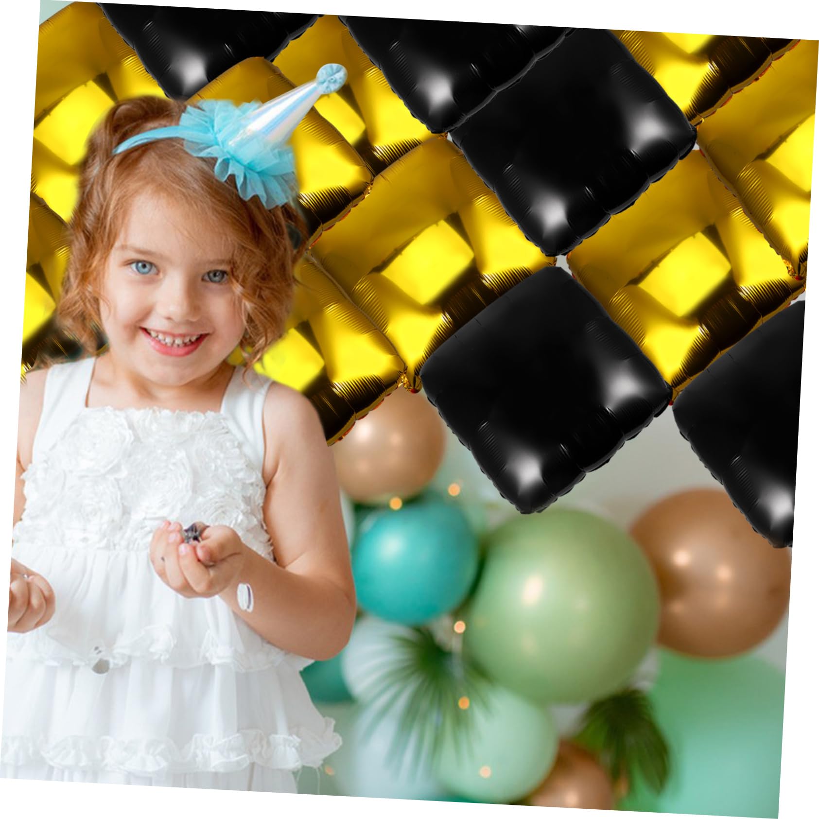 Palloncini in Foglio di Alluminio Doppia Faccia 50 Quadrati e Stile Chic Nastro Gonfiabili per Decorazioni di Feste Interni e Riunioni Scolastiche